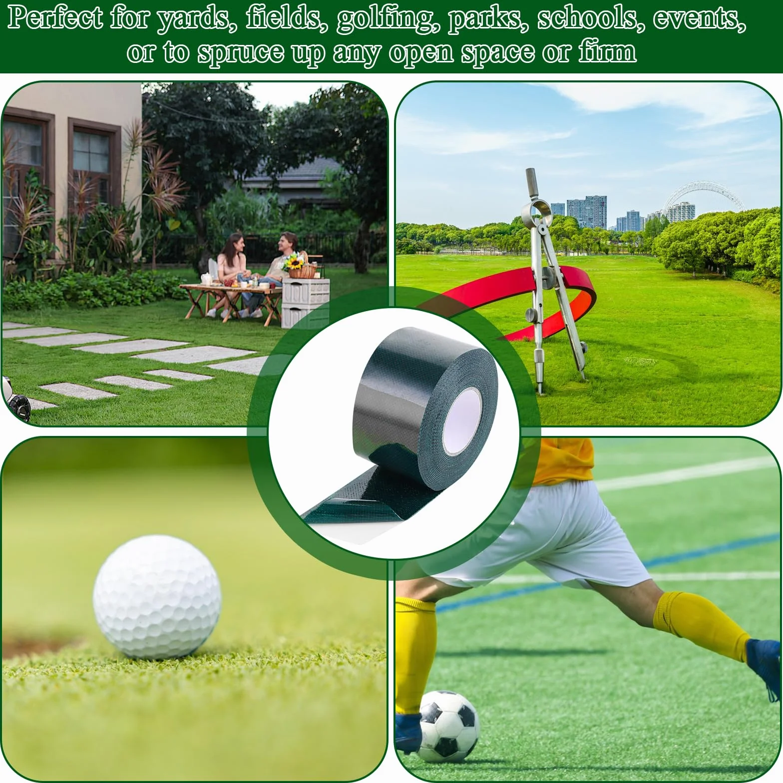 DAJAVE Ruban adhésif double face pour gazon artificiel 50 mm x 5 m - Lot de 4