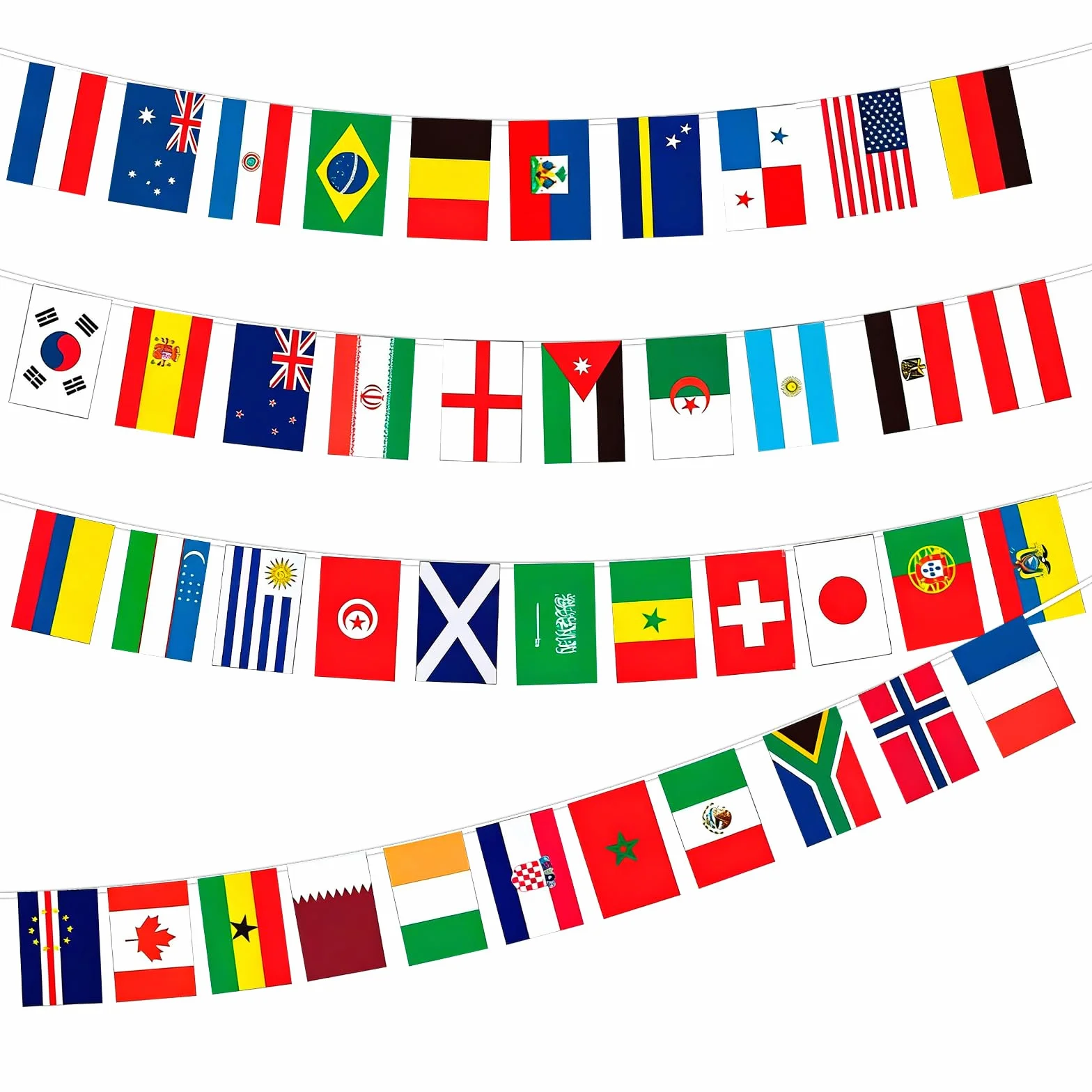 Guirlande 42 Pays Drapeaux Monde 14x21cm Banderole Décoration Supporters Match Jardin Bar Fête Football WM de football 2026 Fussball WM 2026 Bannière Internationale Extérieur Intérieur