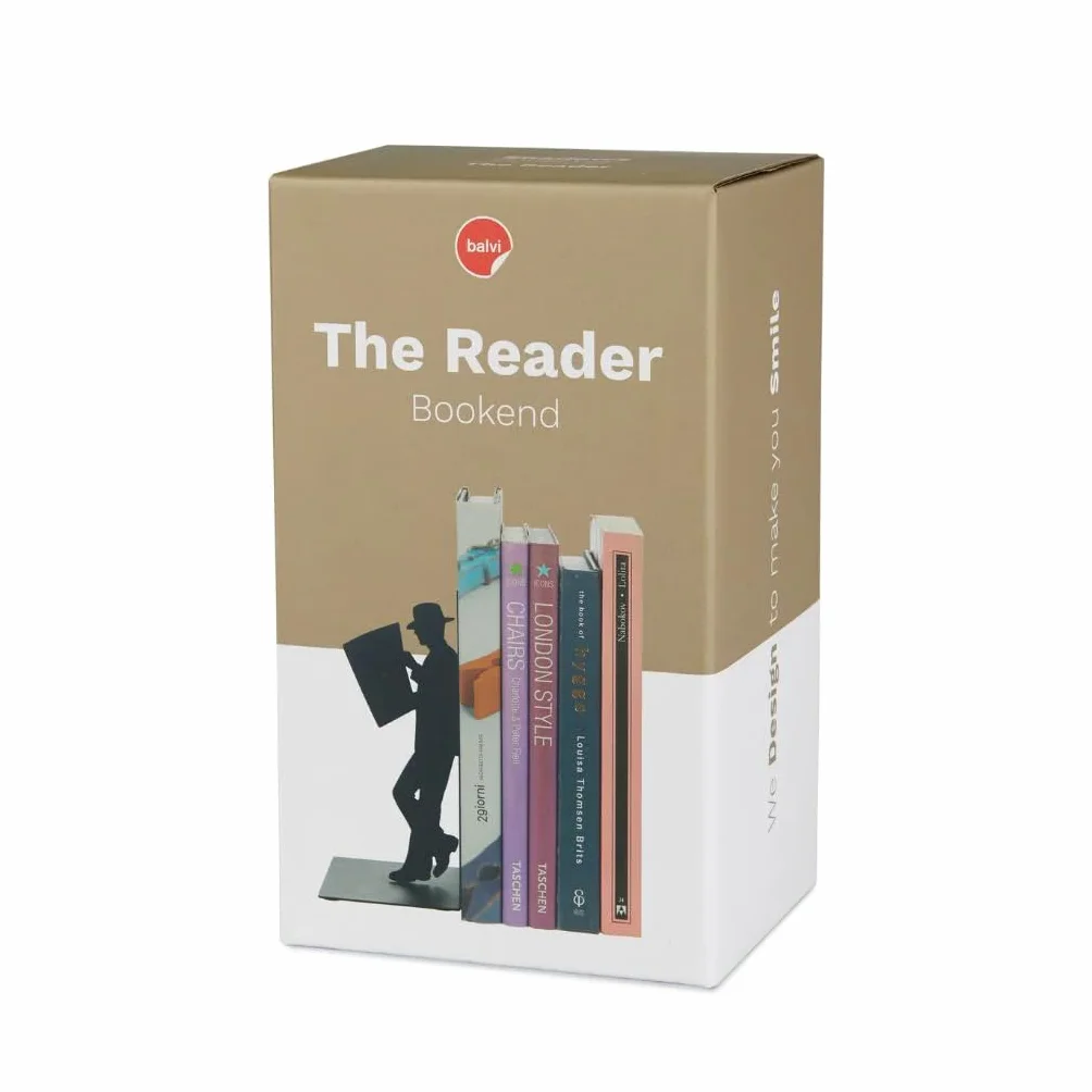 Balvi The Reader Serre-Livres décoratifs en métal Couleur Noire Design Original
