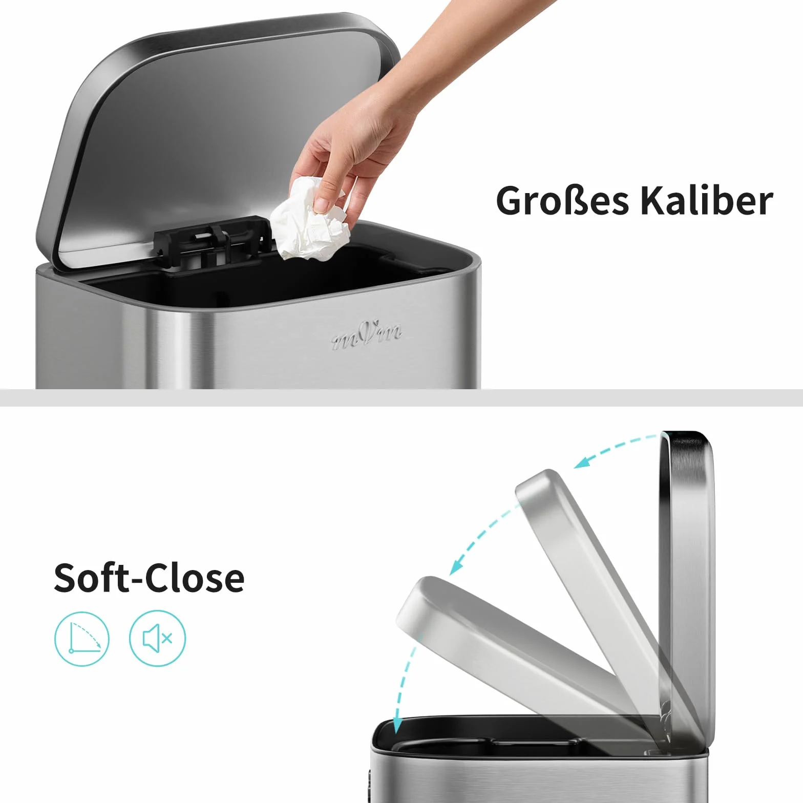 Poubelle de cuisine 30 litres acier inoxydable à pédale avec couvercle