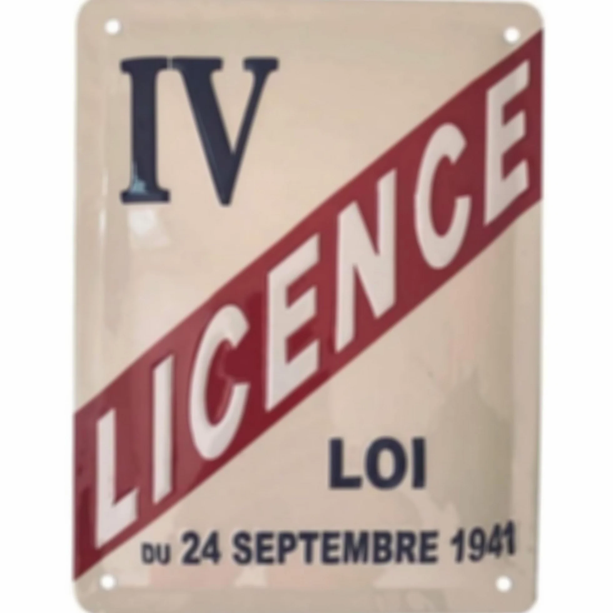 Plaque métal relief 20x15 cm Licence IV