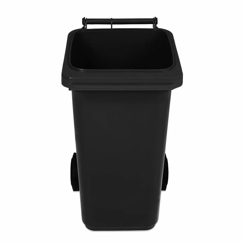 JESTIC Poubelle à roulettes 120 Litres Noir Tri Selectif garage Haut XXL