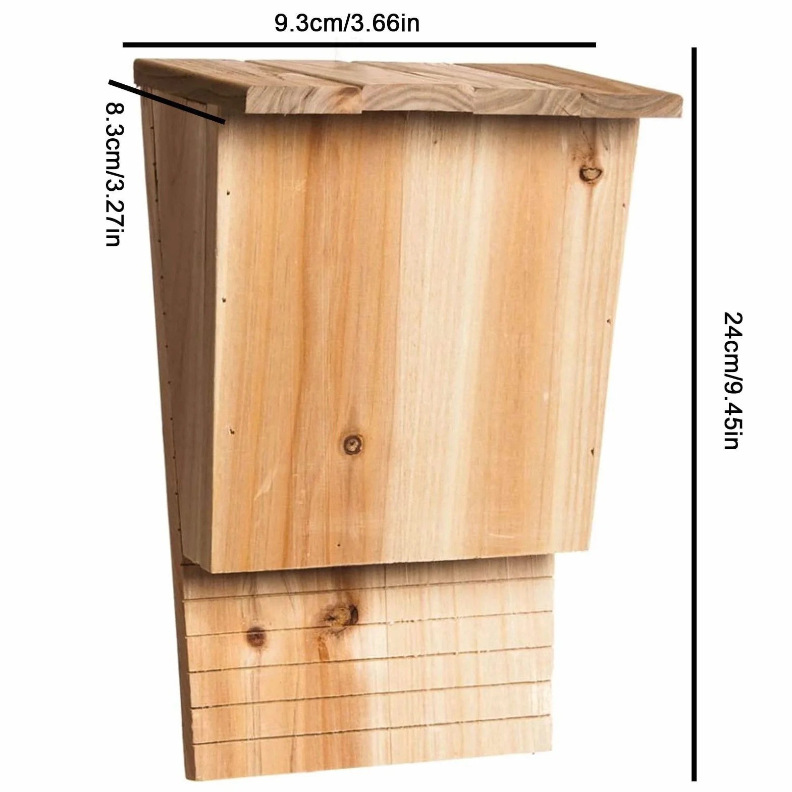 Nichoir Chauve Souris en Bois Grand Abri avec Toit Résistant Aux Intempéries 24 x 8,3 x 9,3 cm