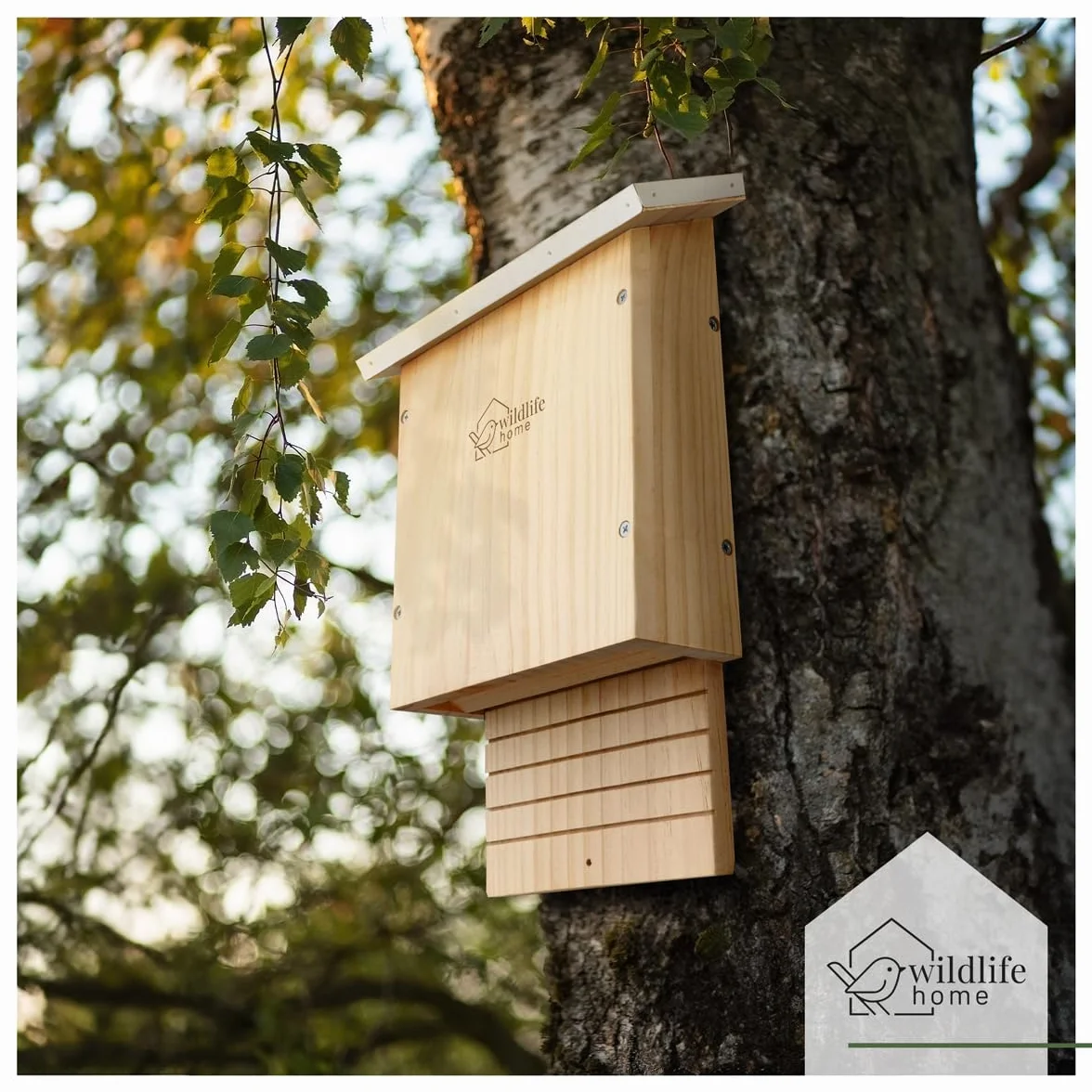 WILDLIFE HOME Grande cage à chauve-souris lourde selon NABU – bois massif résistant aux intempéries, maison de chauve-souris été et hiver