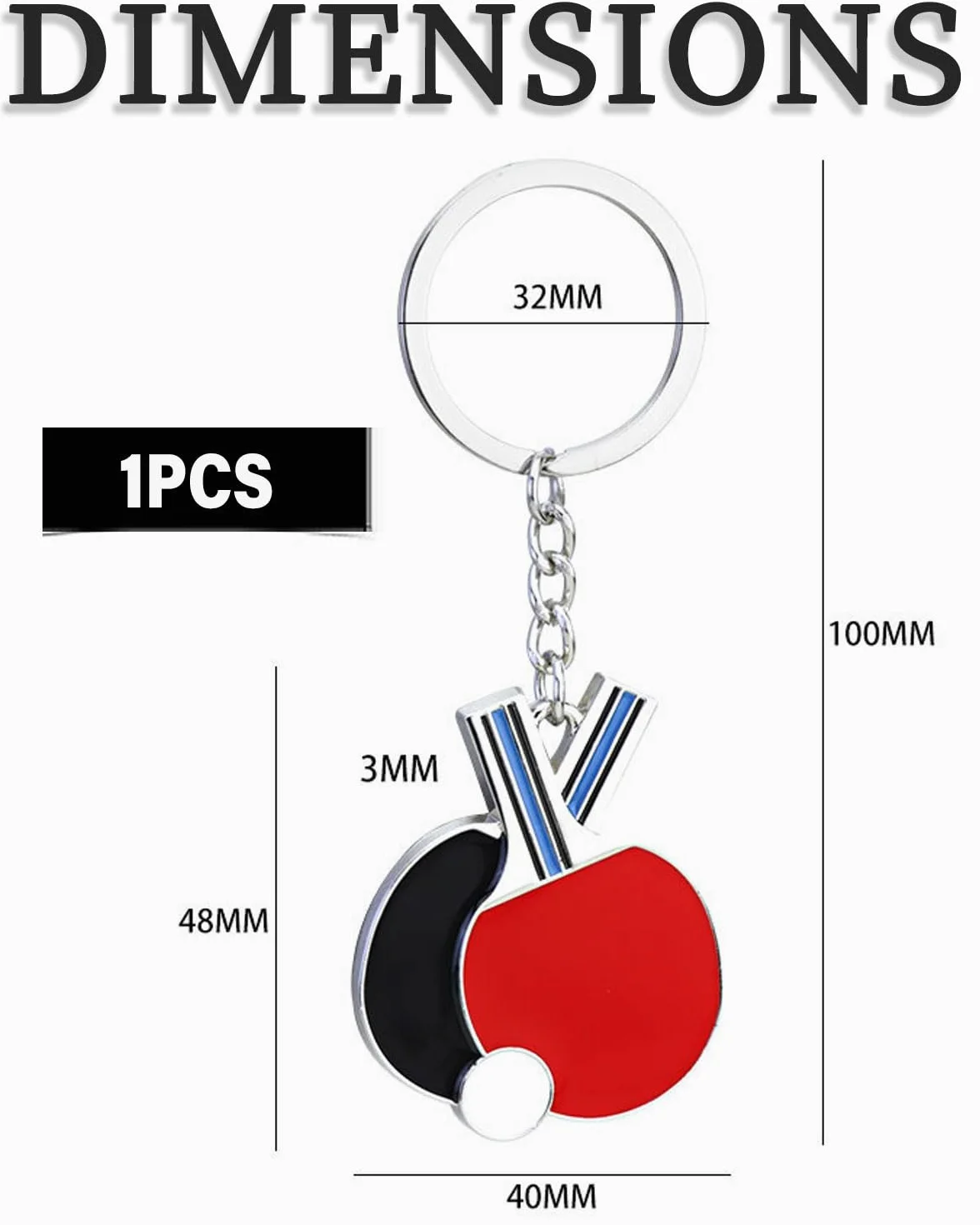 1 porte-clés tennis de table, porte-clés sport, pendentif de clé, amoureux du tennis de table, pour les amis, la famille, les amoureux, pour les clés, les sacs à dos
