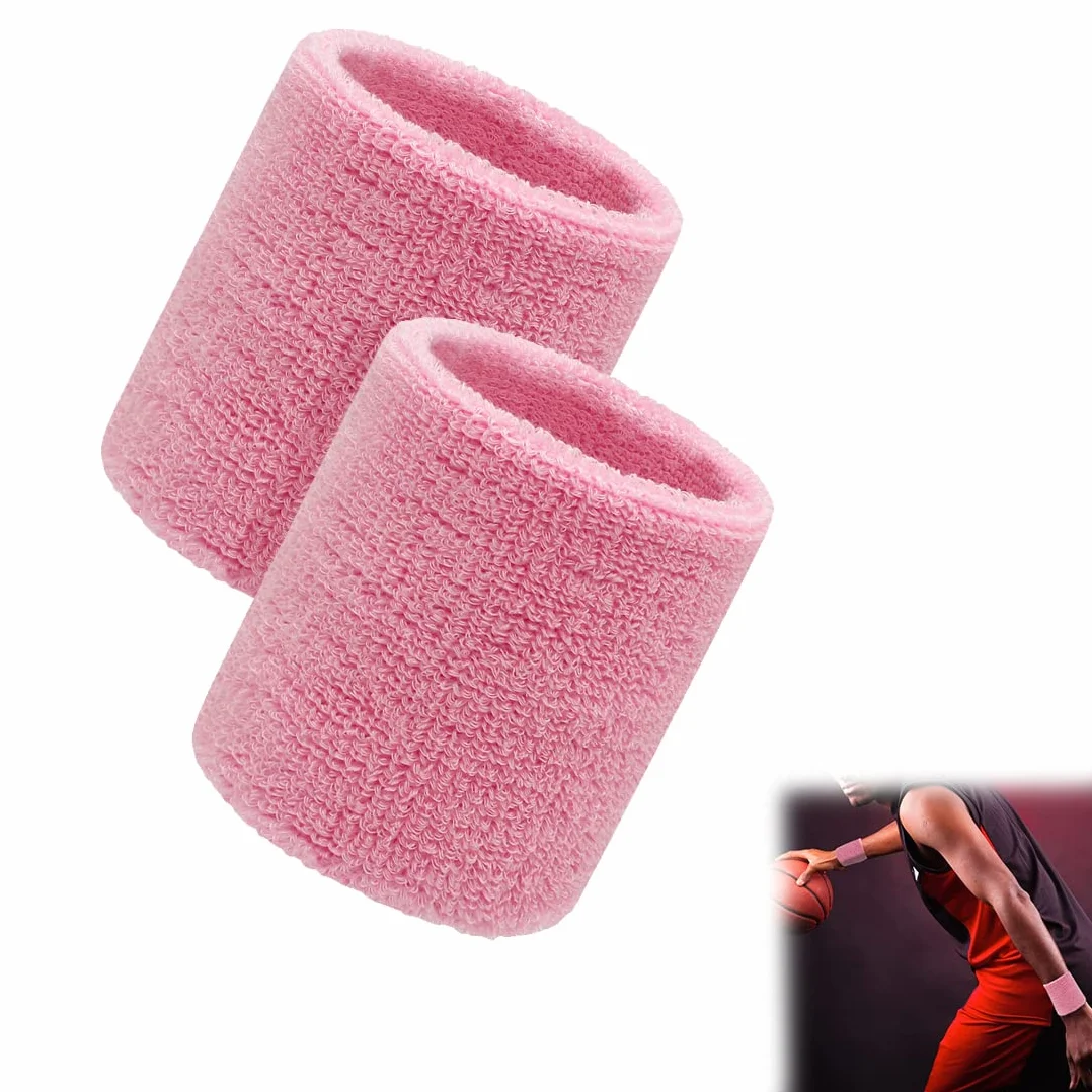 Bracelets Serre Poignets Sport pour Gym Tennis Course Basketball (Rose)