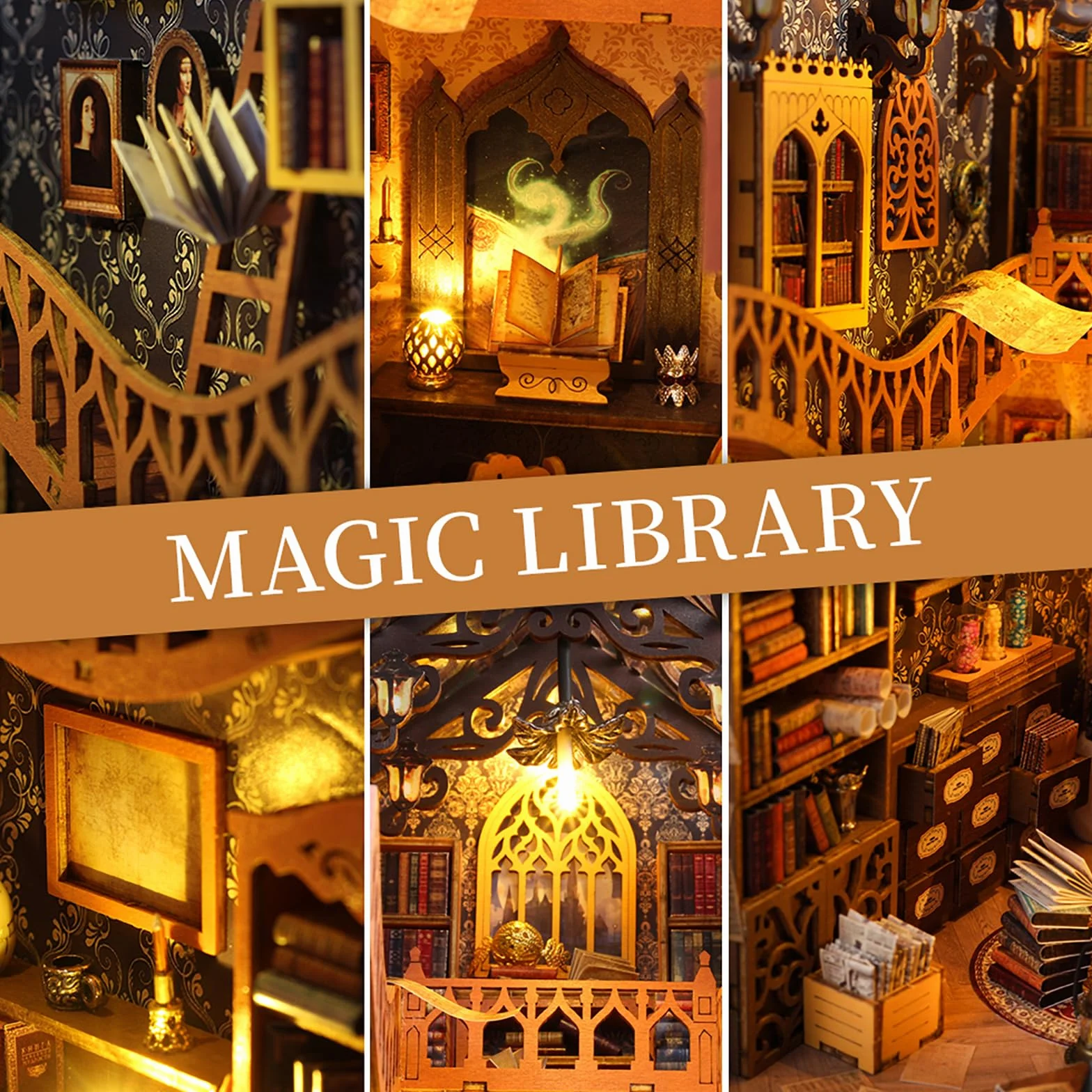 Bibliothèque Book Nook en Bois Kit DIY Miniature Maquette 3D Serre Livre pour Étagère - Magic House-2