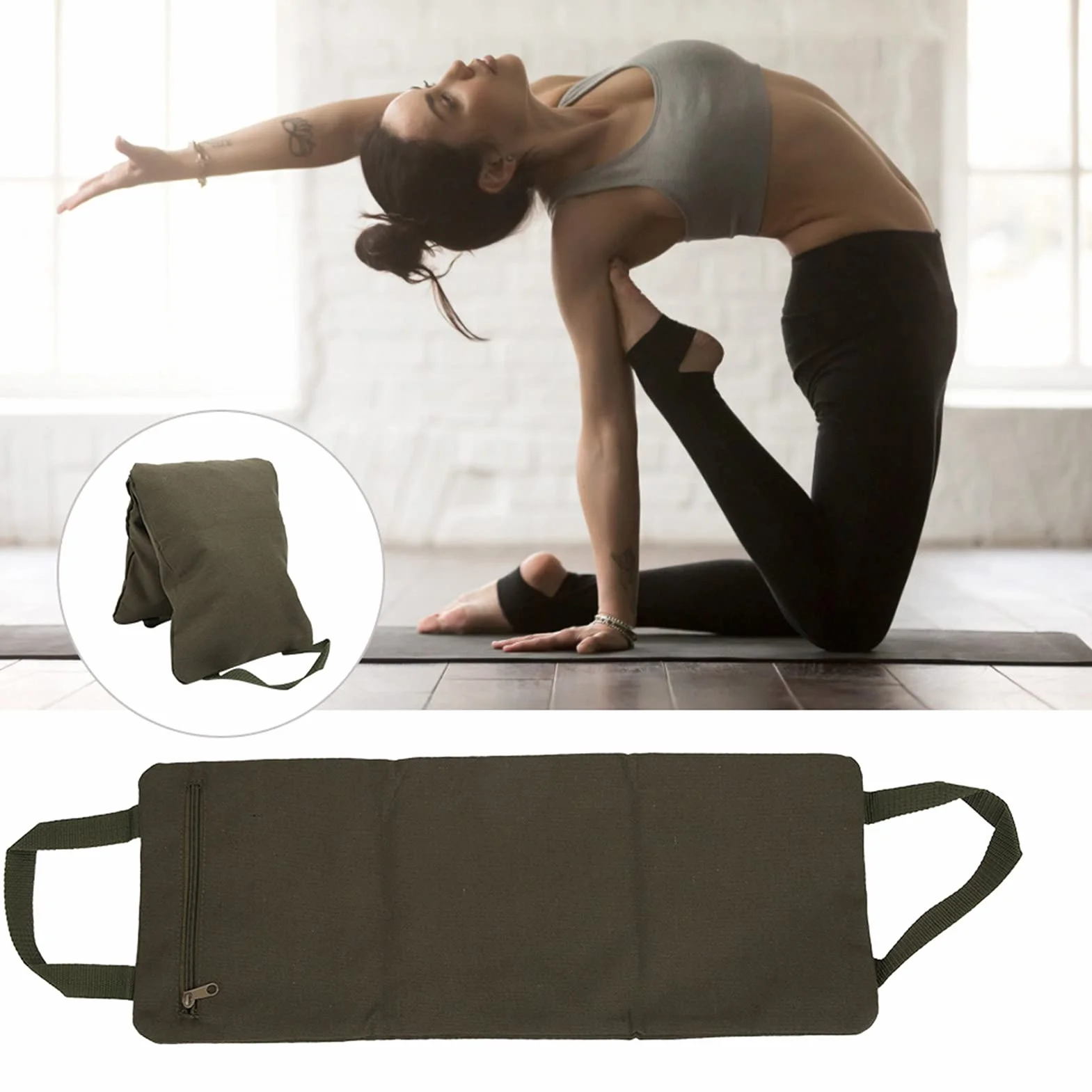Sac De Sable De Yoga, Sac De Yoga pour Bras Minces, Jambe Amincissante, Sac De Sable Amincissant, Entraînement Sûr, Sac De Poids Libre, Sac De Yoga pour Fitness (Vert Armée)