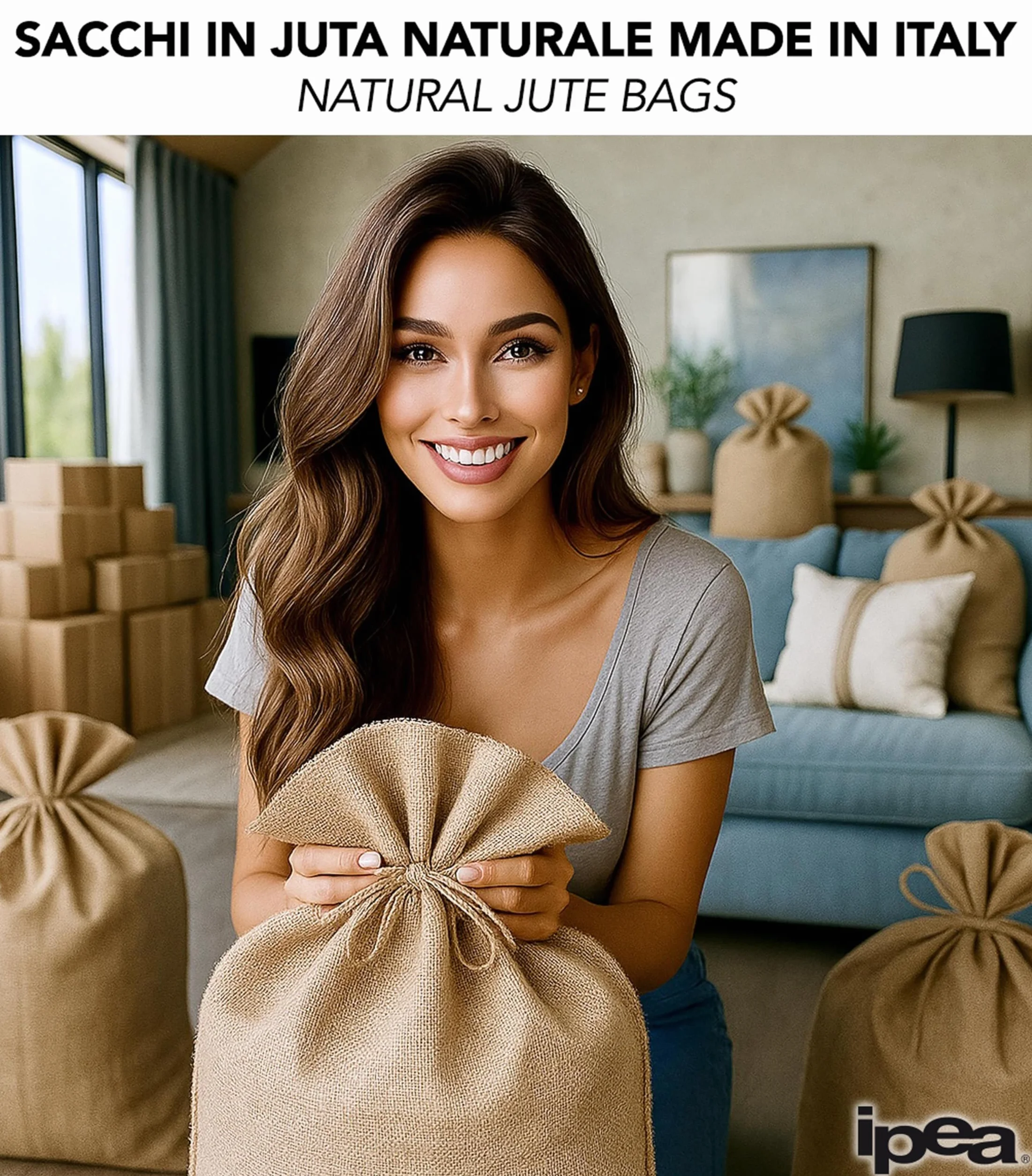 Sacs en toile de Jute IPEA 80 x 50 cm 5 unités Naturelle pour Bricolage Décoration Jardin