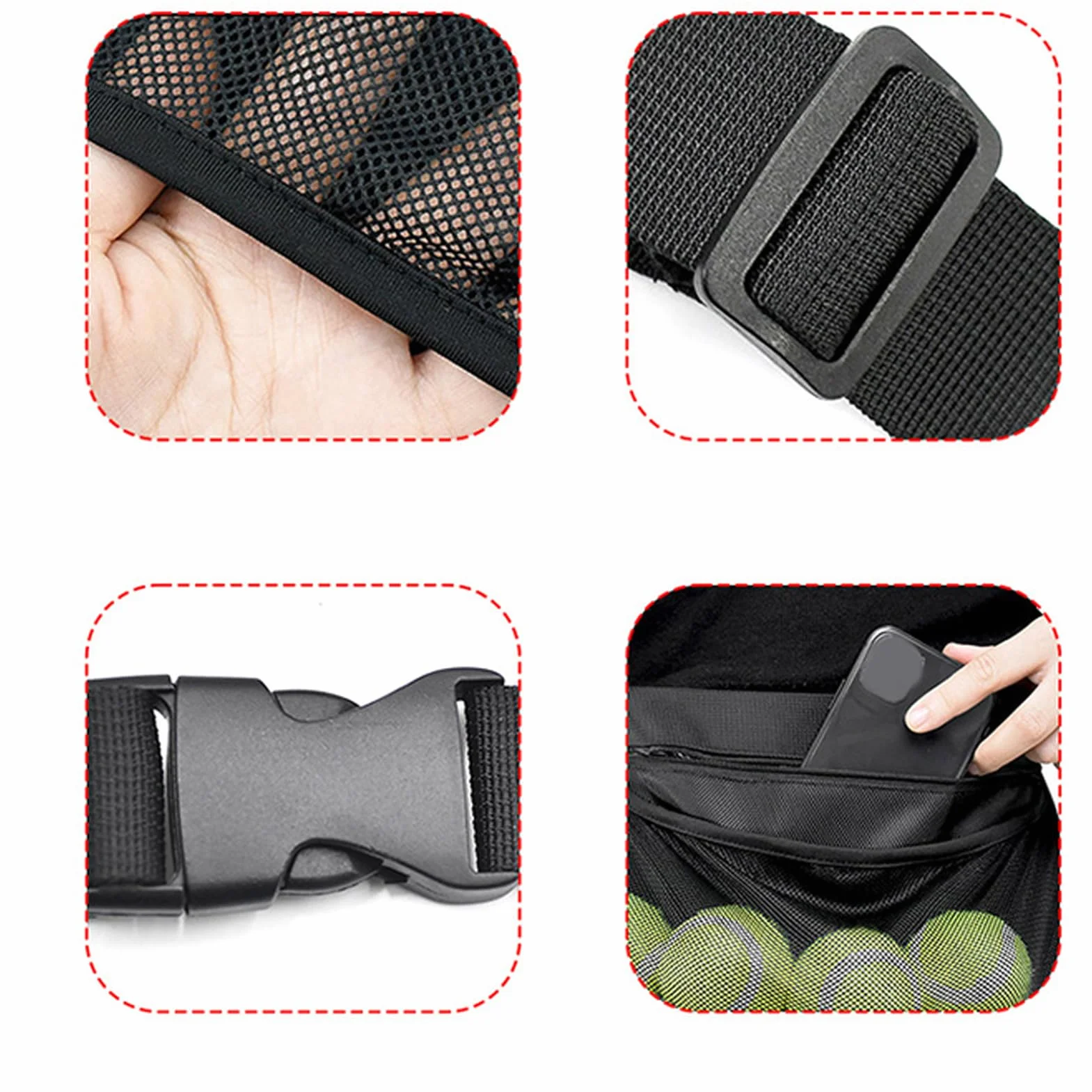 Generico Ceinture porte-balles de tennis pickleball légère respirante transport sûr taille équipement sport accès rapide organisateur durable