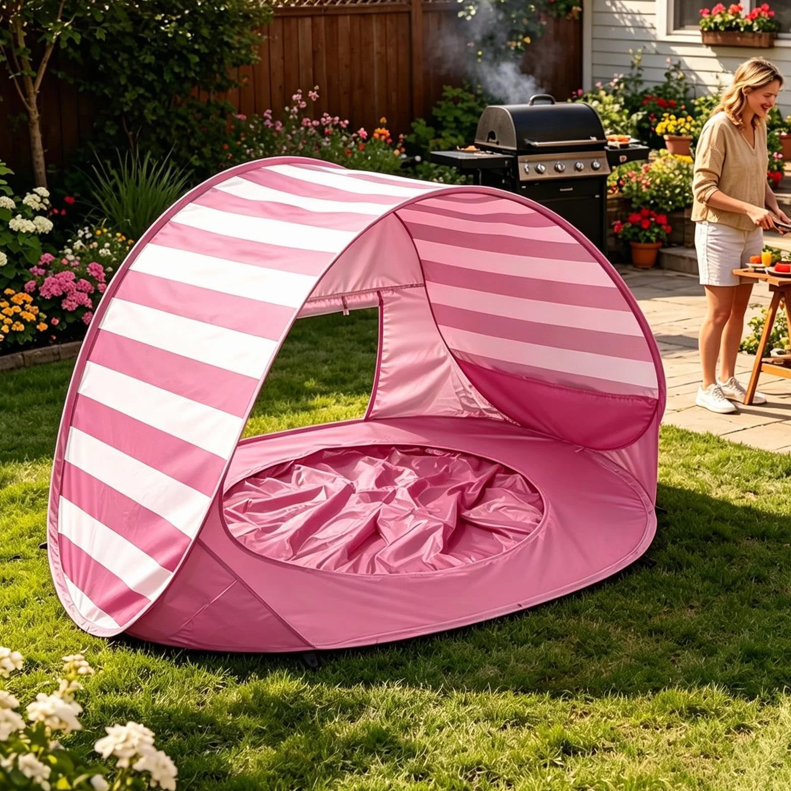 Tente De Plage pour Bébé Popup Tente De Plage pour Bébé avec Mini Piscine Tentes De Plages Anti UV, Portable pour Enfant pour Plages, Camping, Jardin,120x83x70cm