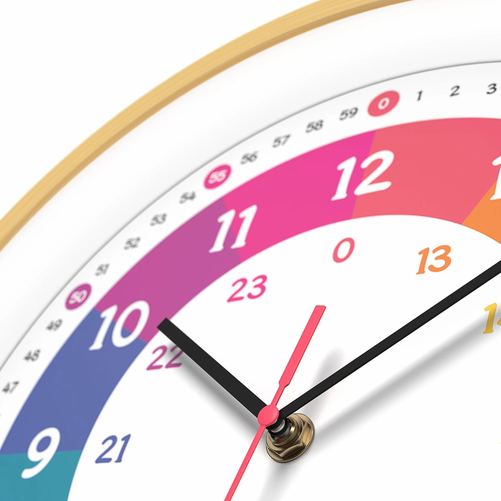Cander Berlin MNU 2425 R Horloge murale silencieuse enfant bois apprentissage analogique sans tic-tac Multicolore 25 cm