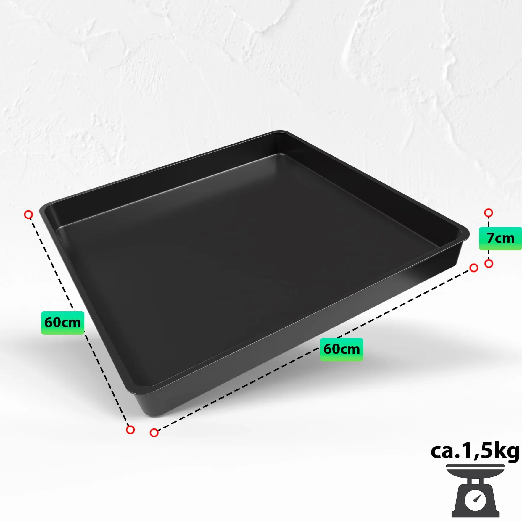 BigDean Bac multi-usages 60 x 60 x 7 cm plastique grille de cuisson bac à déjections bac à mortier