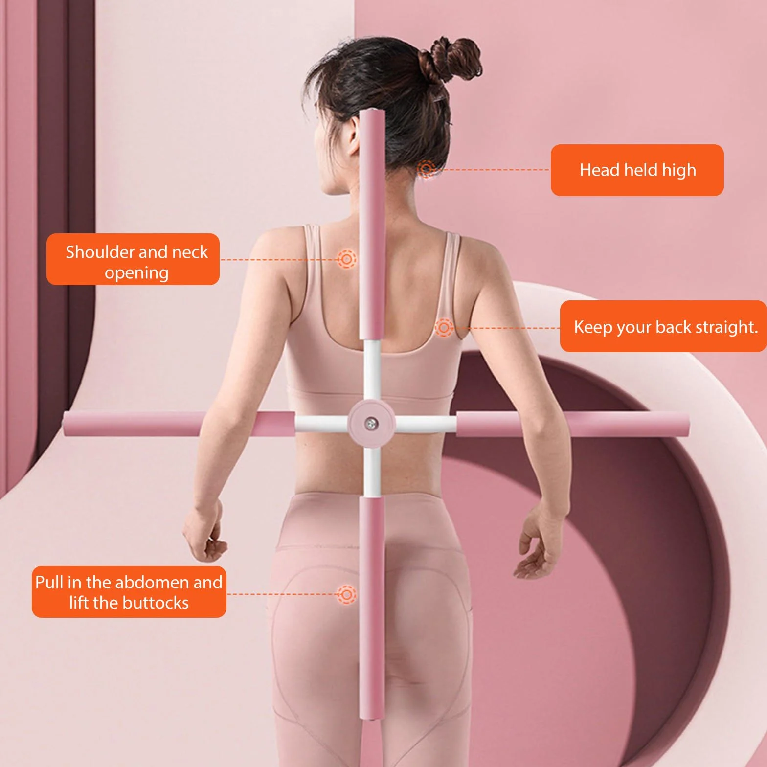 Barre de yoga correcteur de posture, correcteur de posture et entraîneur de posture | 80 cm | Barre dorsale 2 en 1 pour yoga, gymnastique, entraînement du dos | Mousse antidérapante pour adultes et