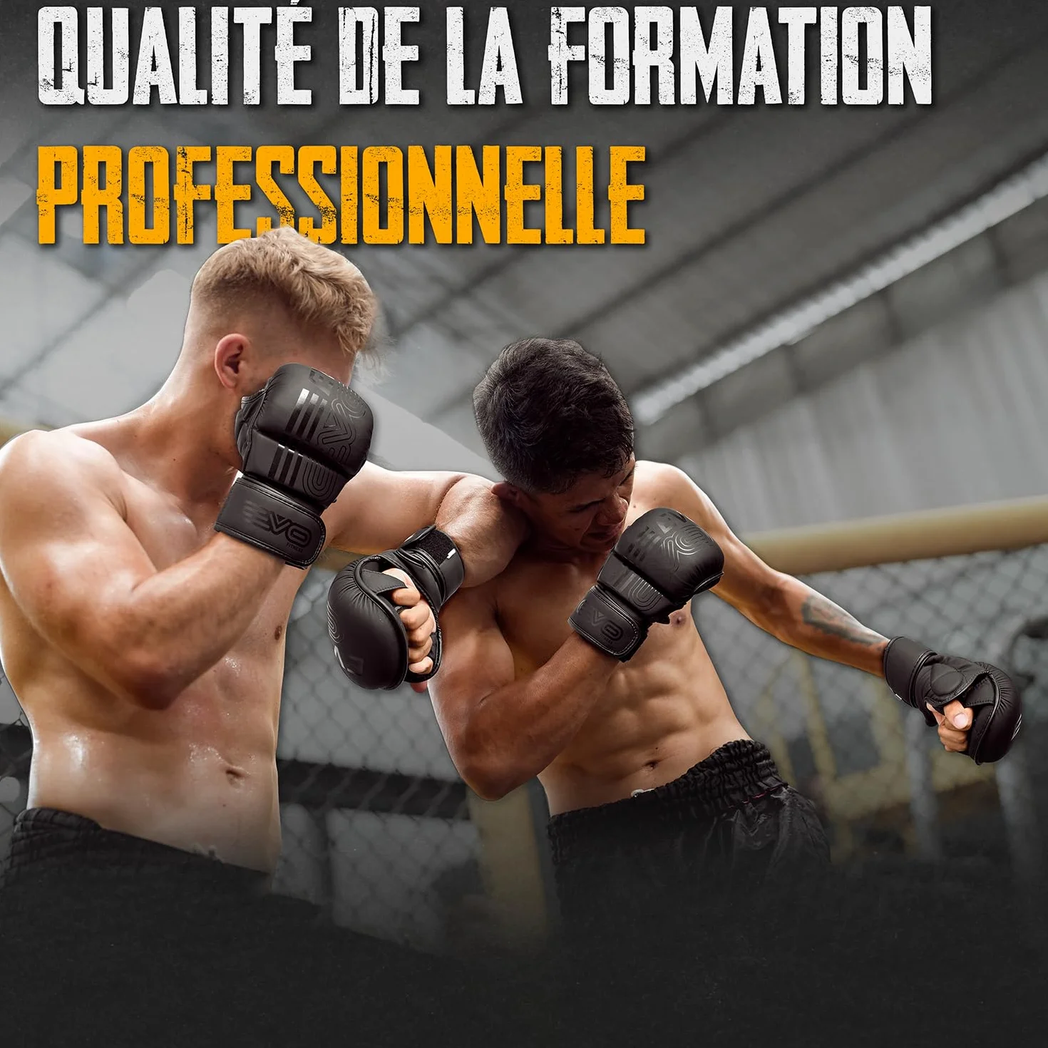 EVO Fitness Gants MMA Hommes Femmes Cuir Sparring Karaté Grappling Muay Thai Gants Arts Martiaux Formation Cage Fighting Gants Boxe Combat Sports Punching Mitaines Taekwondo