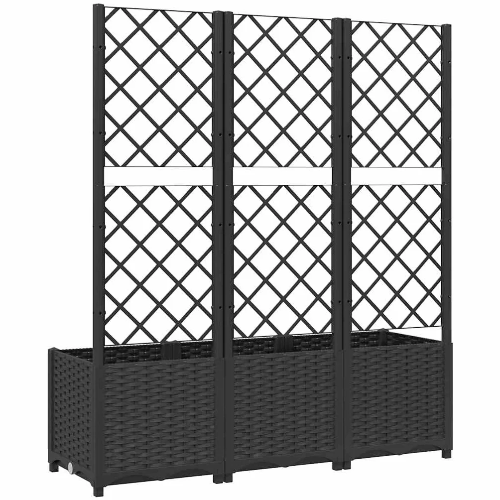 vidaXL Jardinière Treillis PP Noir 120x40x136 cm Bac Fleurs Terrasse Balcon