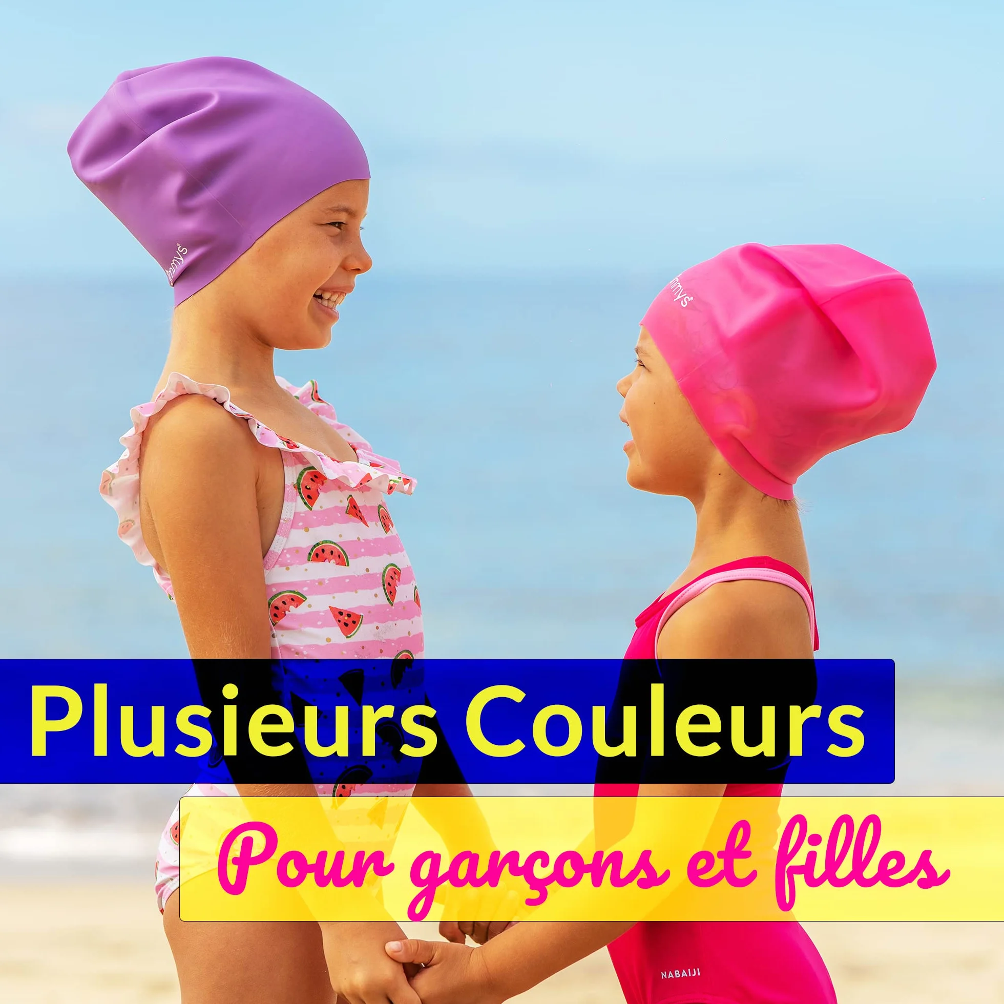 Bonnet de Bain en Silicone pour Enfants Cheveux Longs – Antidérapant, Ajustement Confort, Silicone sans Latex