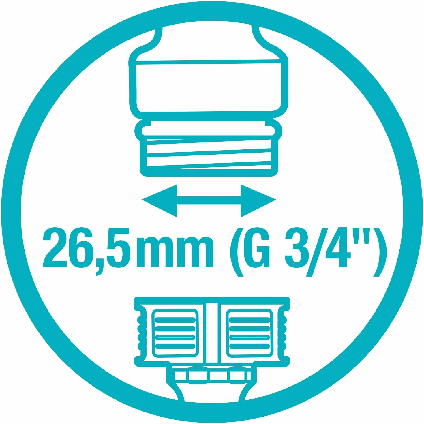 Gardena Nez de robinet 26,5 mm (G 3/4) OGS adaptateur tuyau arrosage, anti-éclaboussure, résistant au gel