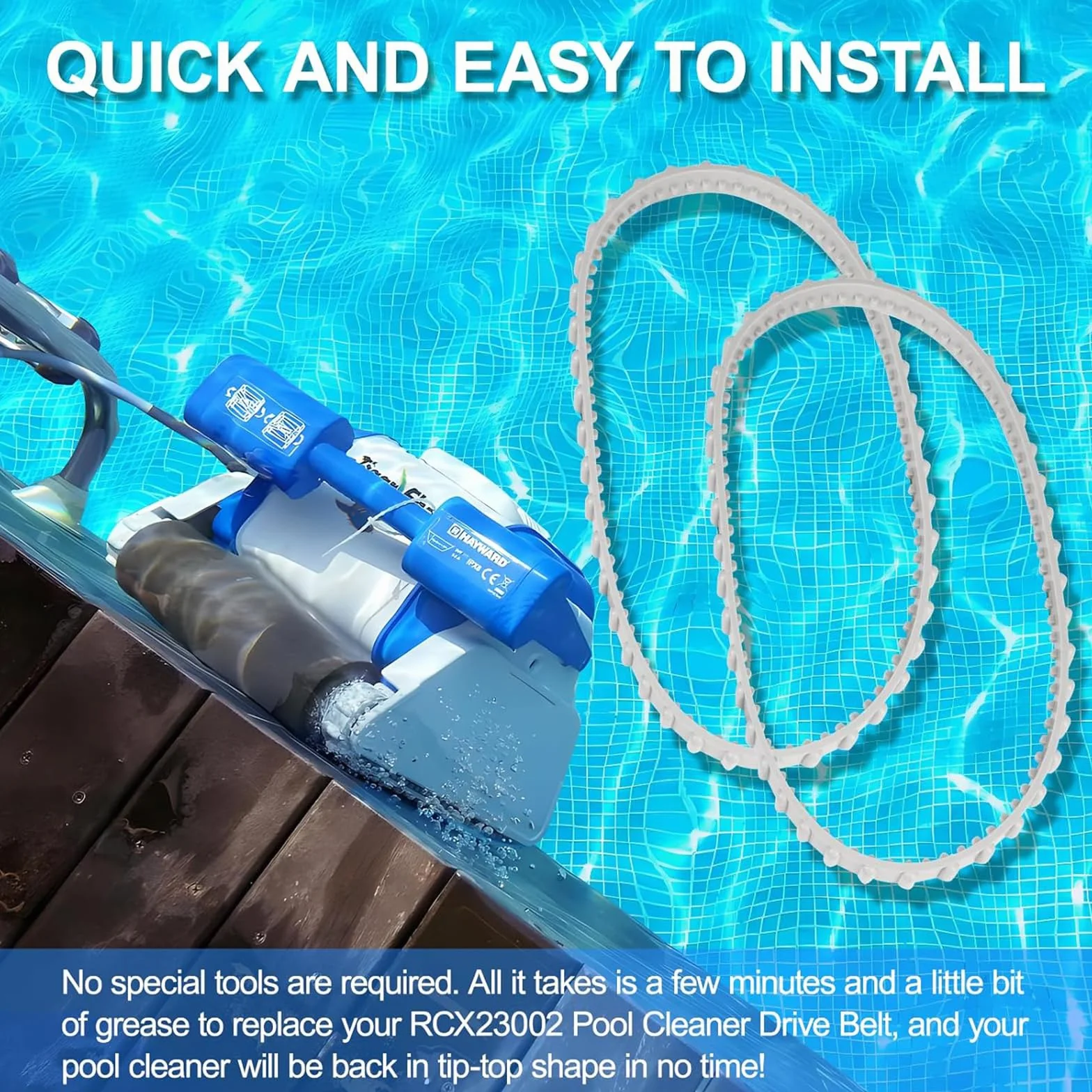 Courroies d'entraînement Aquavac Tiger Shark pour Hayward Nettoyage Piscine Caoutchouc 2 pièces