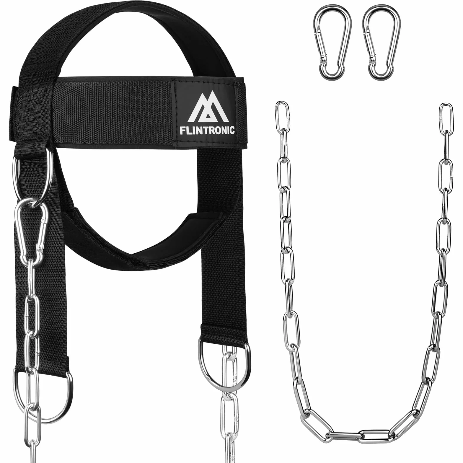 Flintronic Harnais de Tête d'entraînement, Harnais Musculation Cou, Réglable avec Fermeture, Sangle de Tête et Mentonnière, Pour Gym, Boxe