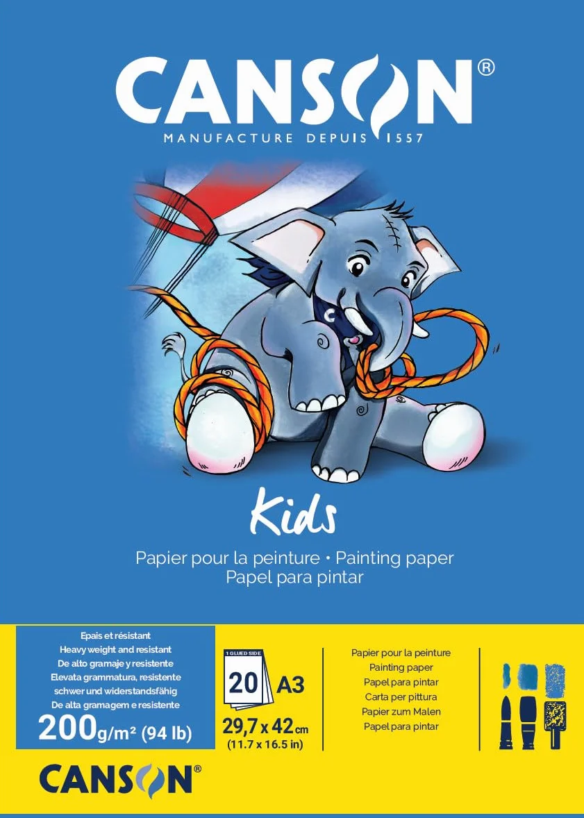 CANSON Bloc Peinture A3 200g/m² 20 feuilles Grain léger Blanc