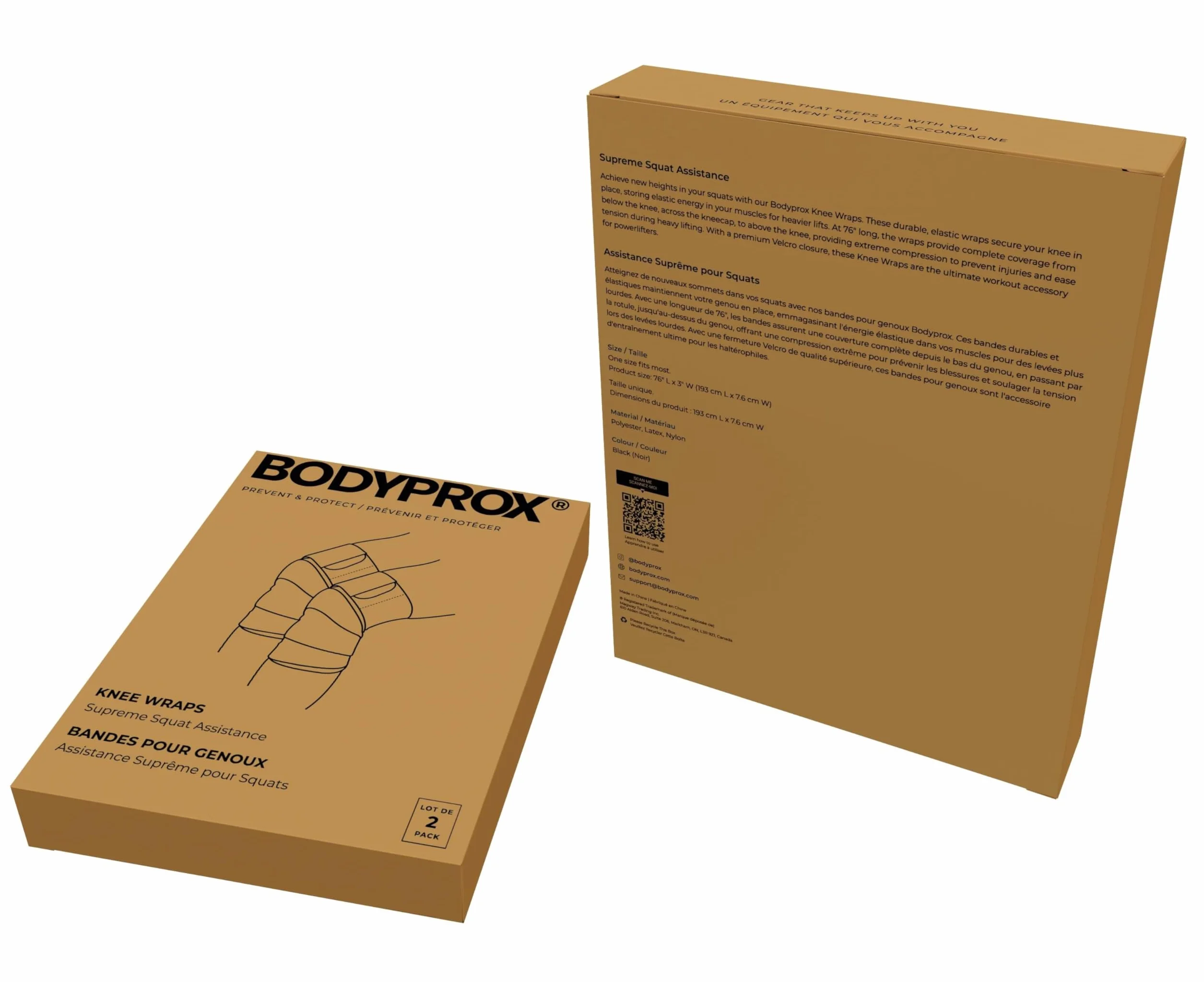 Bodyprox Lot de 2 genouillères pour squats, haltérophilie, presse des jambes et entraînement croisé, genouillère pour homme et femme