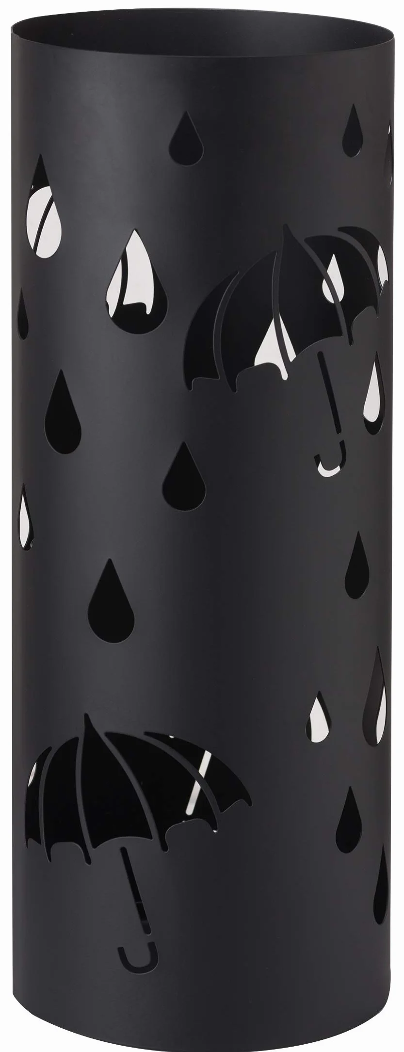 Baroni Home Porte-Parapluie Cylindrique Métal Design Moderne, Bac d'égouttement Extractible, Noir, 18,5x18,5x49 cm