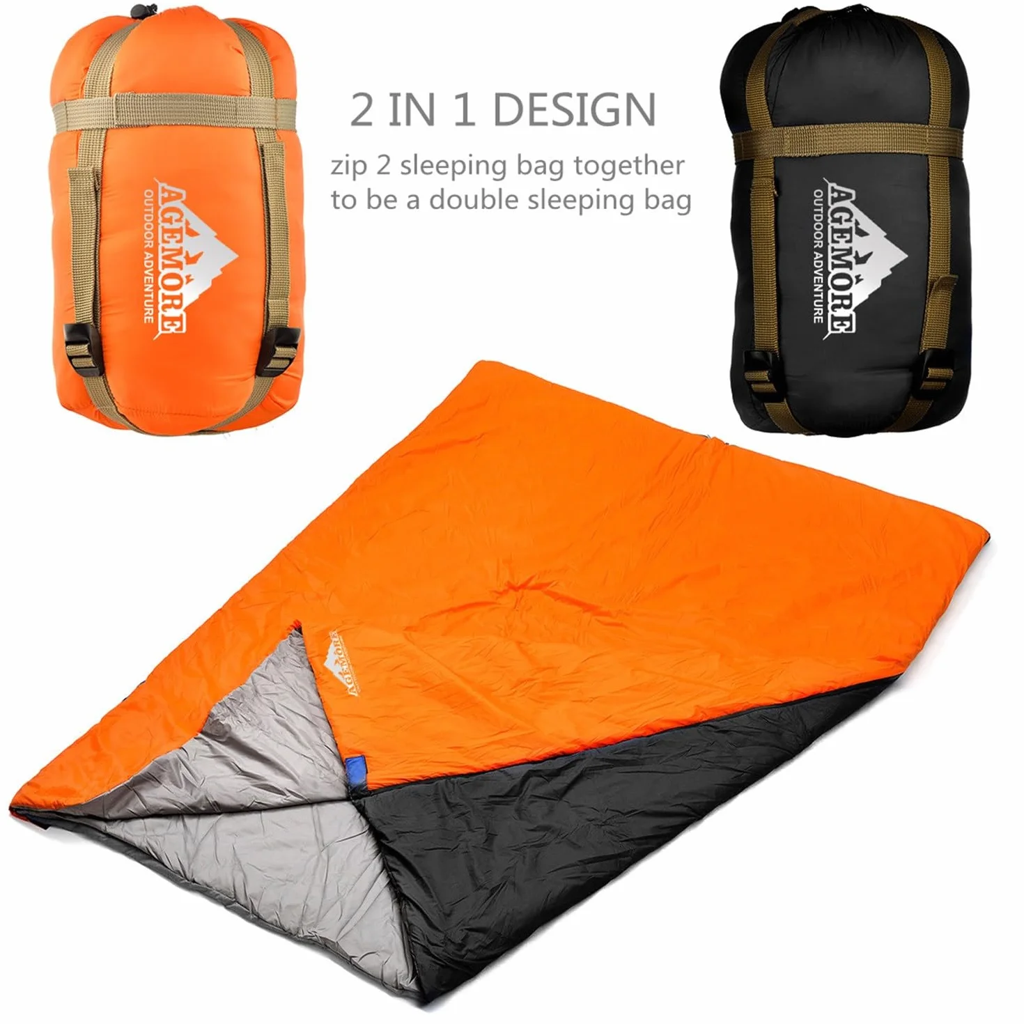 Sac de Couchage Rectangulaire Ultra Léger Chaud Camping Plein Air Enfant Adolescent Adulte
