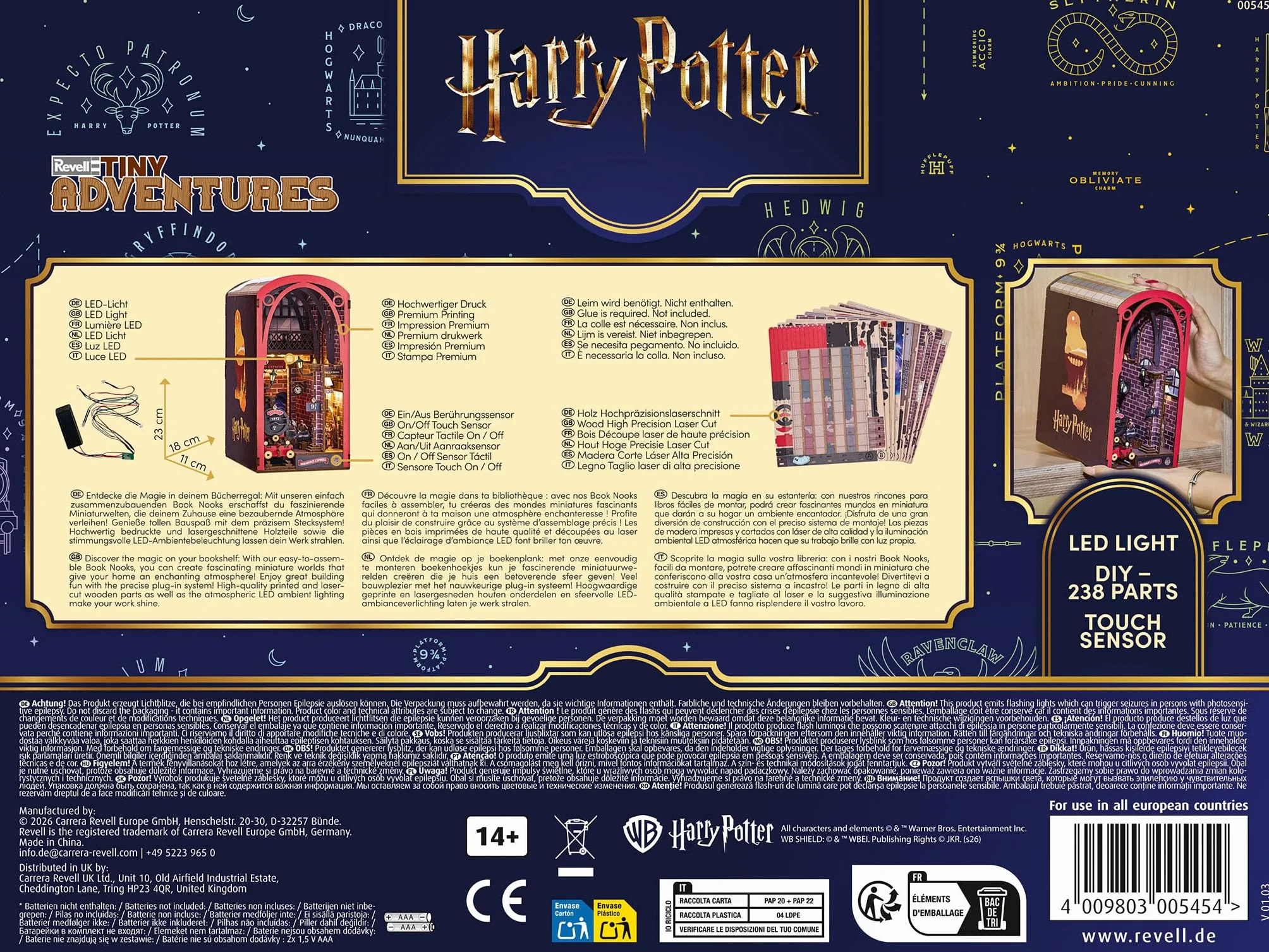 Revell Tiny Adventures Harry Potter Poudlard Express Book Nook avec éclairage LED 3D Miniature Bricolage en Bois