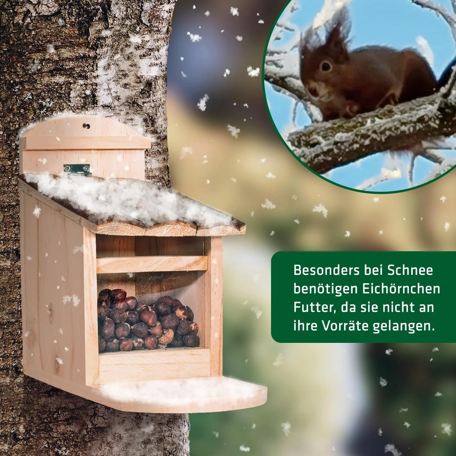 GARDIGO Mangeoire Écureuil Extérieur avec Toit Ouvrant Distributeur Nourriture en Bois