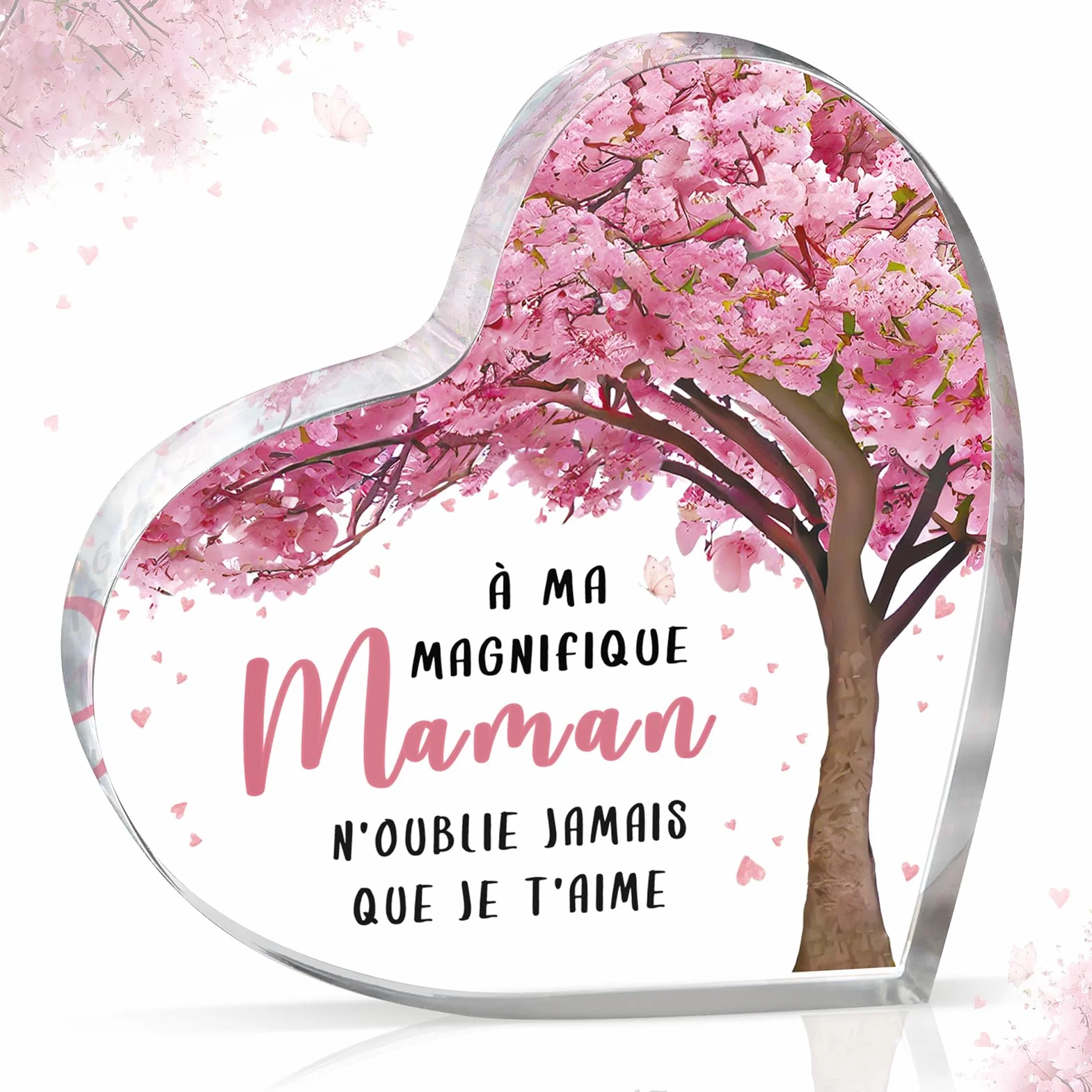 Plaque Cœur Décor de Bureau Cadeau Fête des Mères Anniversaire Maman Fille Fils