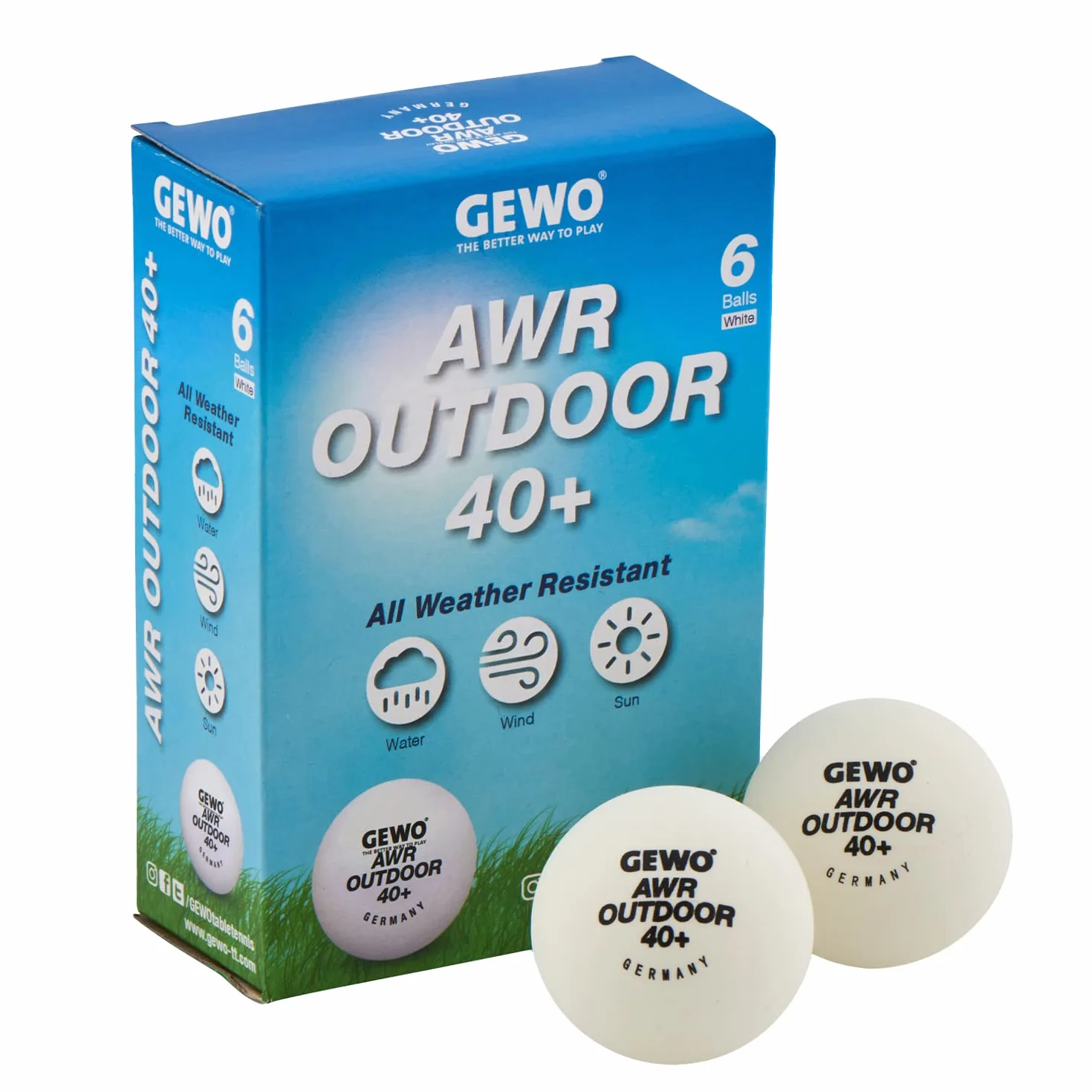 GEWO AWR Outdoor 40+ Balle de Tennis de Table d'extérieur