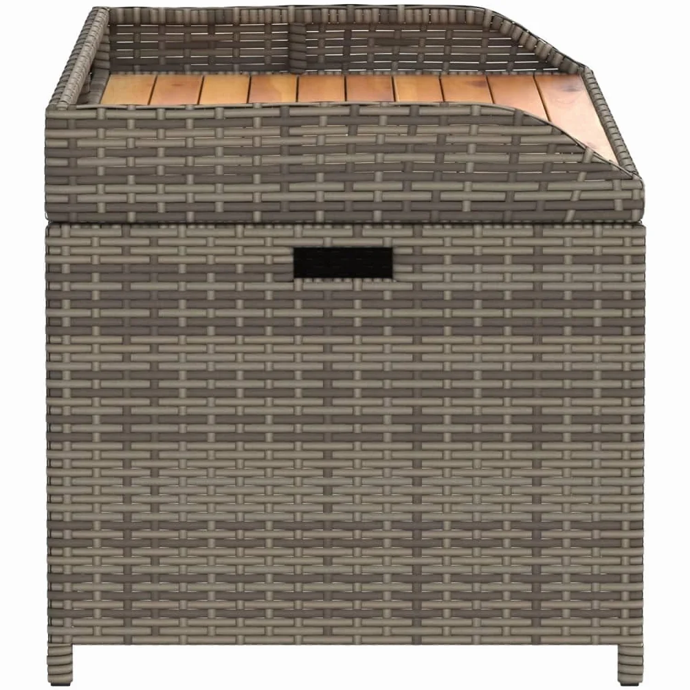 Coffre de Rangement Extérieur en Résine Tressée et Bois, Banc Coffre à Coussin pour Jardin Patio (Gris)