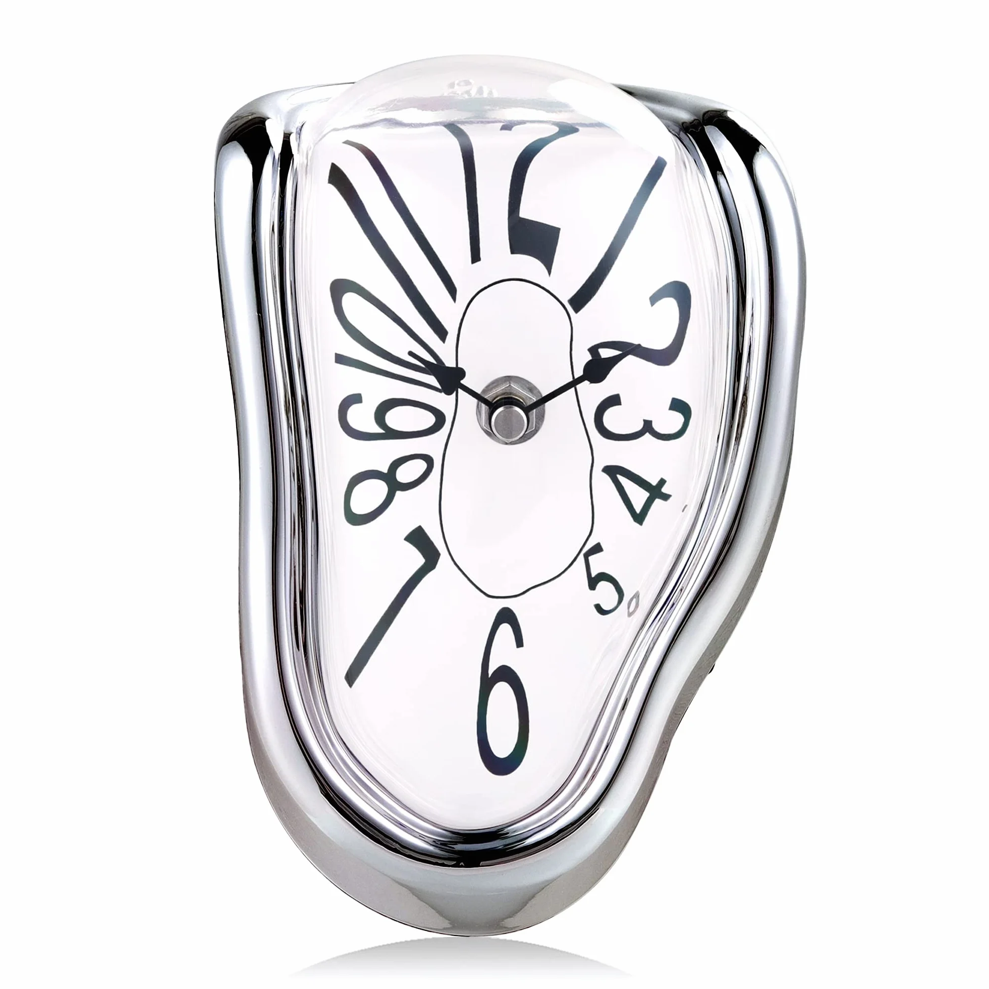 Lafocuse Horloge Fondante Salvador Dali Surréalisme Silencieuse Pendule Quartz Chiffres Arabes Argenté