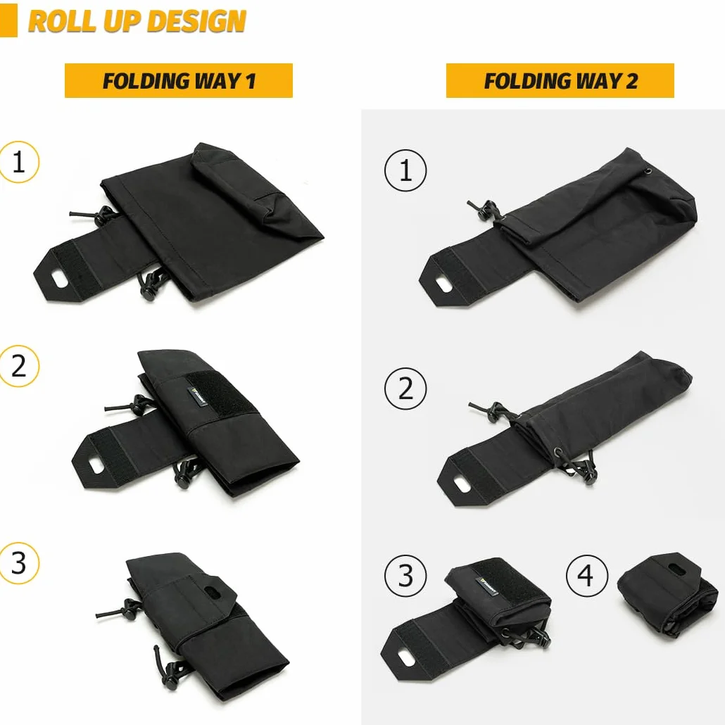 IDOGEAR Pochette de vidange Molle Sac de Recyclage de Magazines Tactique Pliable Utilitaire Poche pour Ceinture de randonnée Gilet(Black)