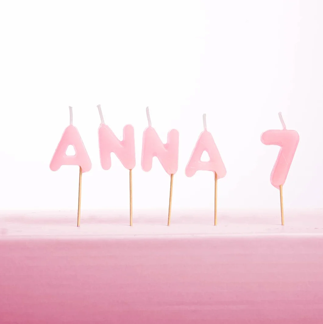 Bougies d'anniversaire personnalisées avec nom, âge et couleur pour gâteau