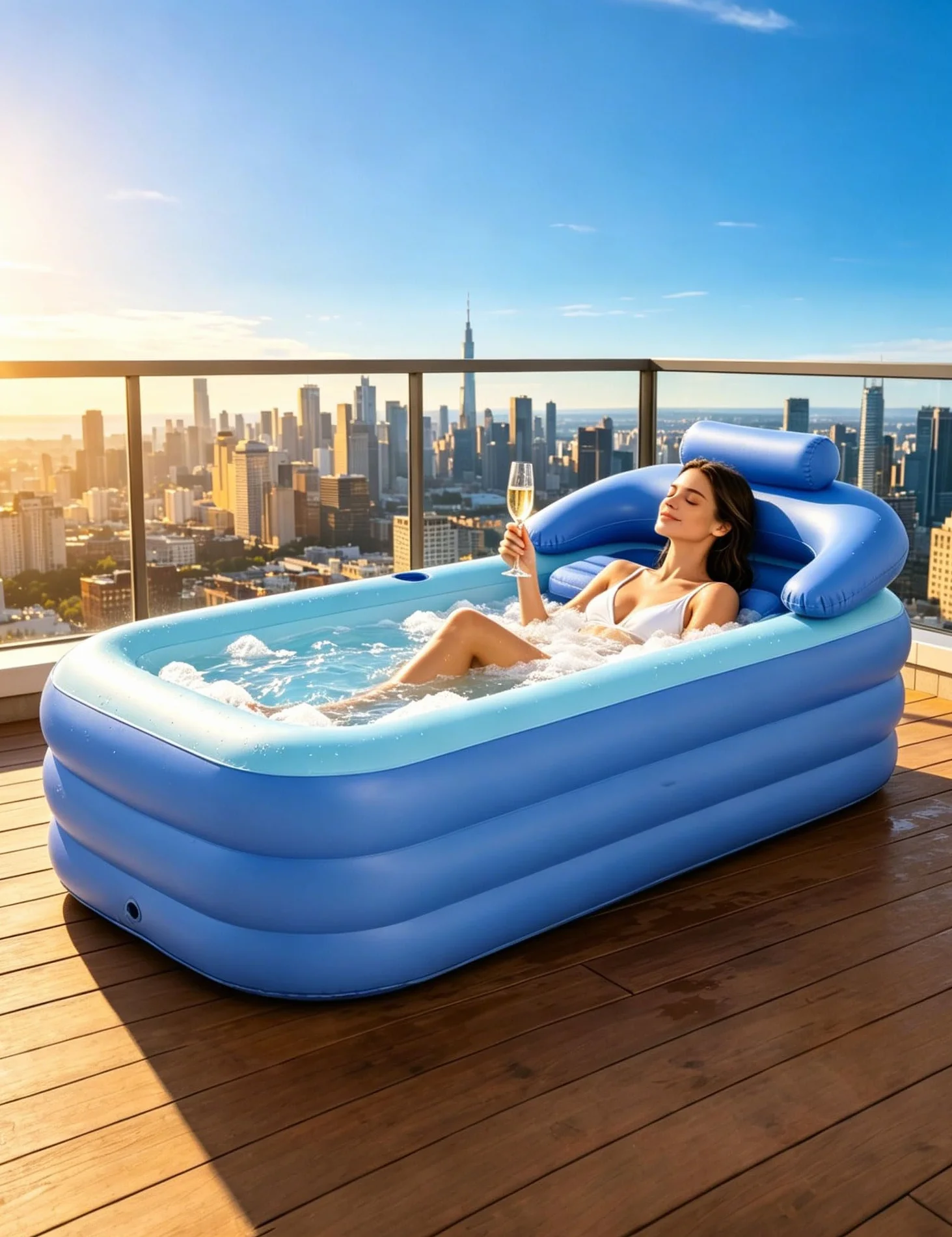 Baignoire gonflable adulte grande taille pompe électrique 3 chambres pliable portable intérieur extérieur spa camping