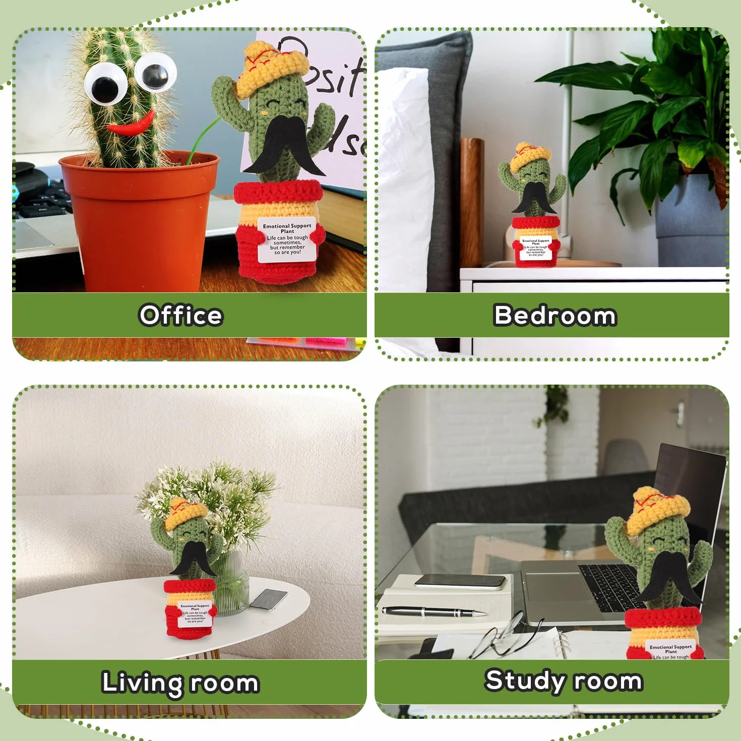 Cactus Positif Amusant 17cm Cactus de Pomme de Terre Moustache Tricoté avec Carte d'Encouragement Soutien Émotionnel Fête Mexicaine Cinco de Mayo Carnaval