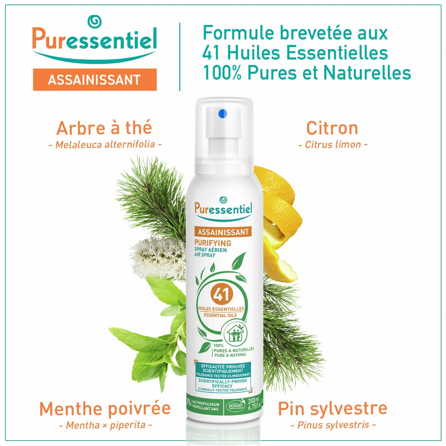 Puressentiel Spray Aérien aux 41 Huiles Essentielles 100% Pures et Naturelles 200 ml