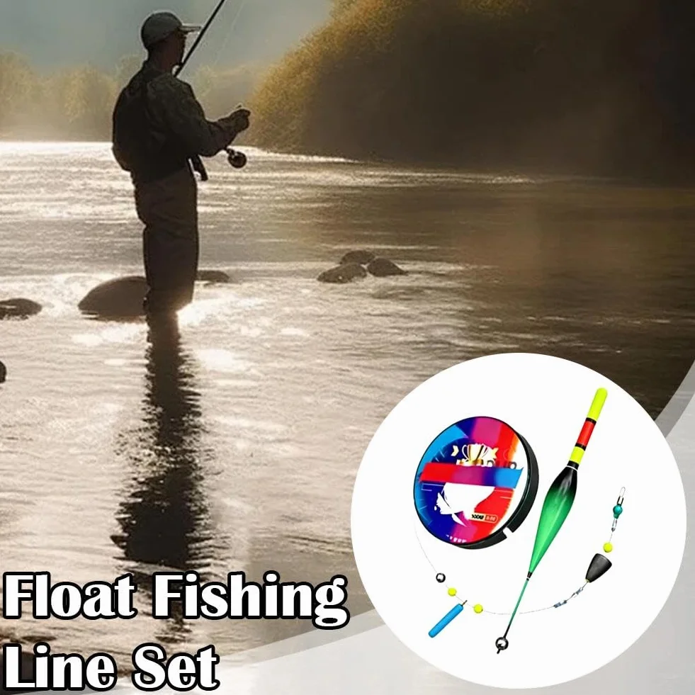 Ensemble ligne pêche automatique 100 m pré-noué flotteur changeant couleur eau douce salée