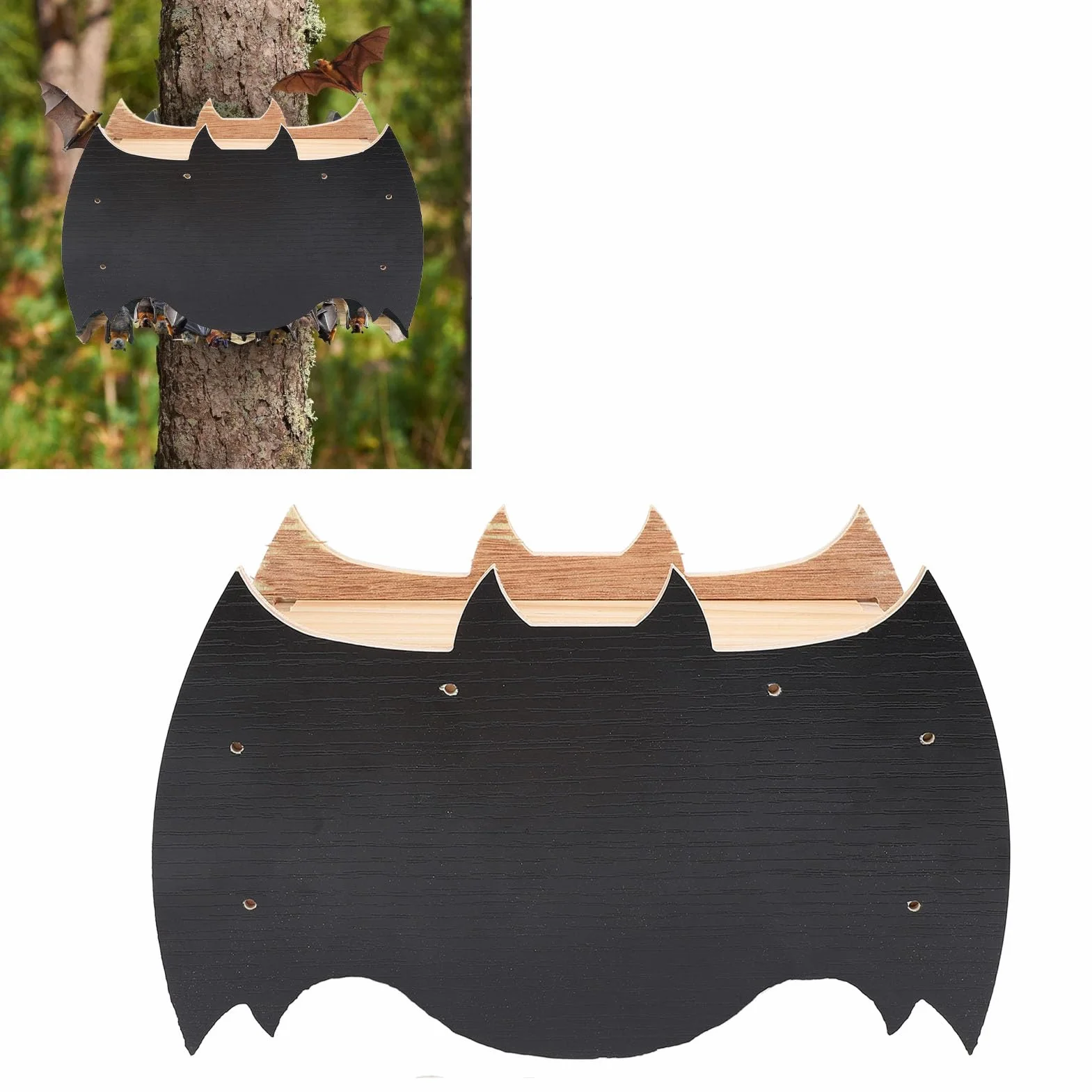Maison de Chauve-Souris en Bois d'Érable 3 Chambres 22,5x12,9x8,5 cm Extérieur Résistant aux Intempéries