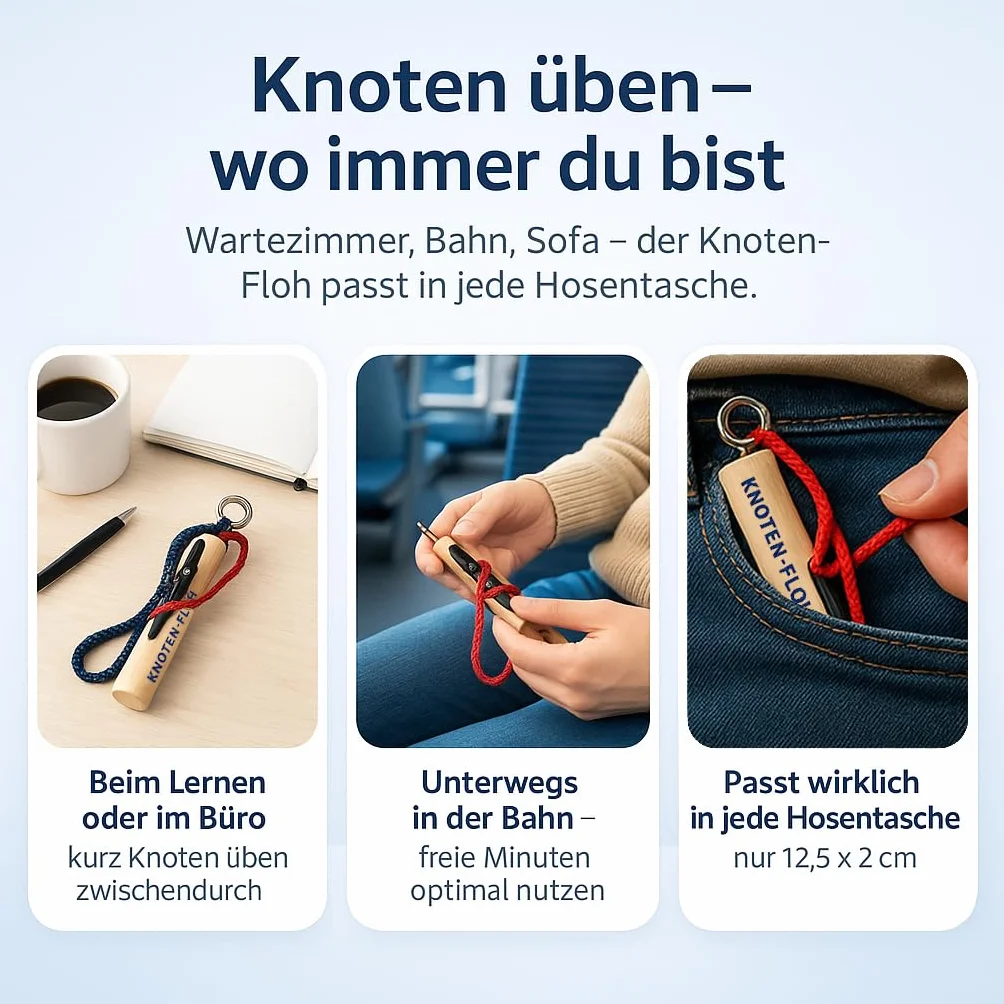 Kit d'exercice pour nœuds d'apprentissage des nœuds pour permis de bateau SBF See et pompiers, appareil d'entraînement avec plaque à nœuds et instructions (français non garanti)