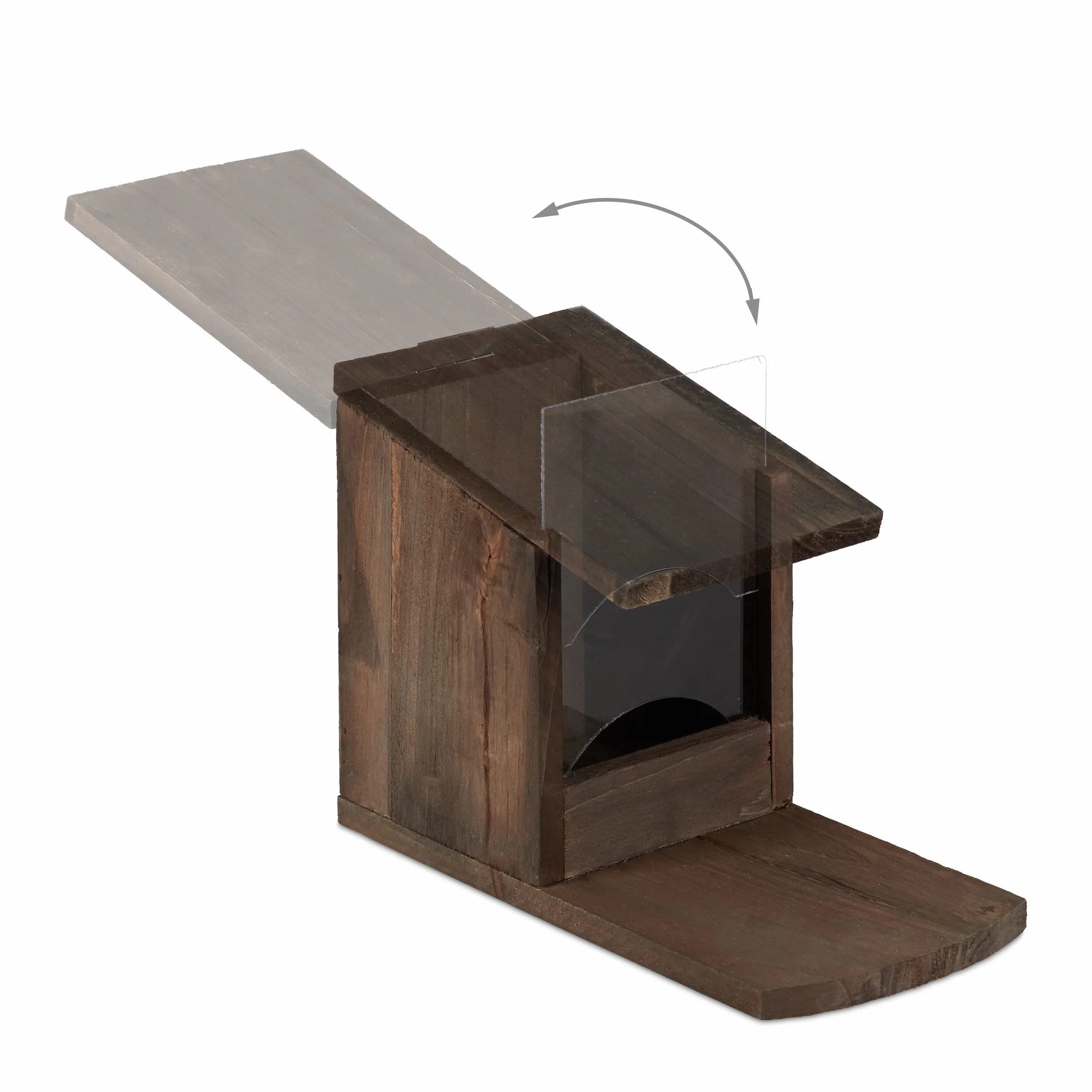 Relaxdays Mangeoire pour écureuils Distributeur Nourriture Bois 17,5 x 12 x 25 cm Marron foncé