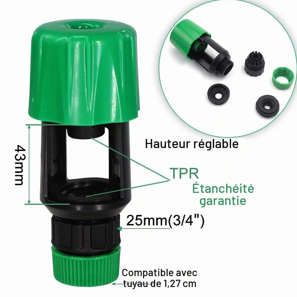 ECYC Adaptateur Connecteur Tuyau Arrosage Jardin Plastique ABS Vert