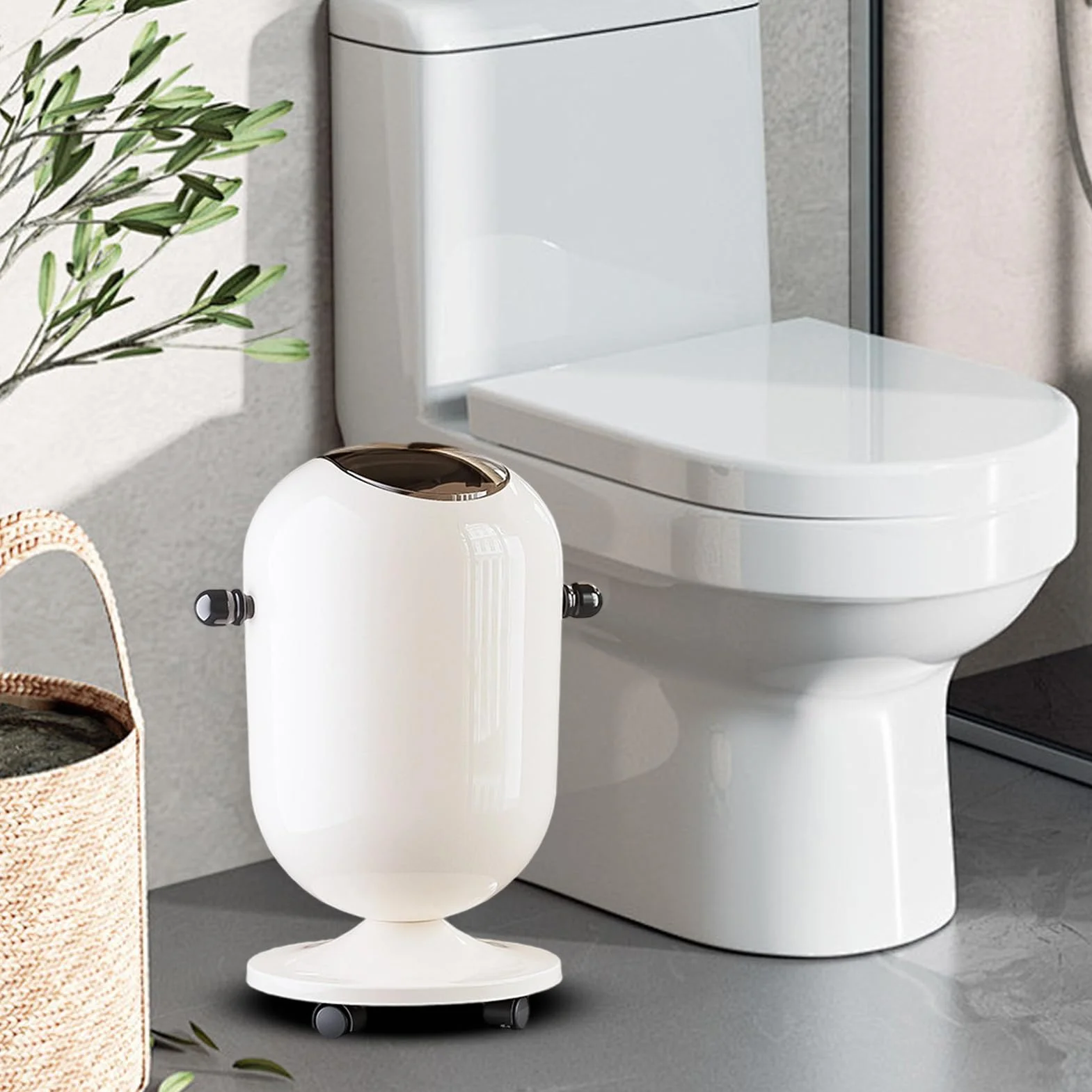 Poubelle En Métal 15L Avec Couvercle Pratique Pour Cuisine Salle De Bain