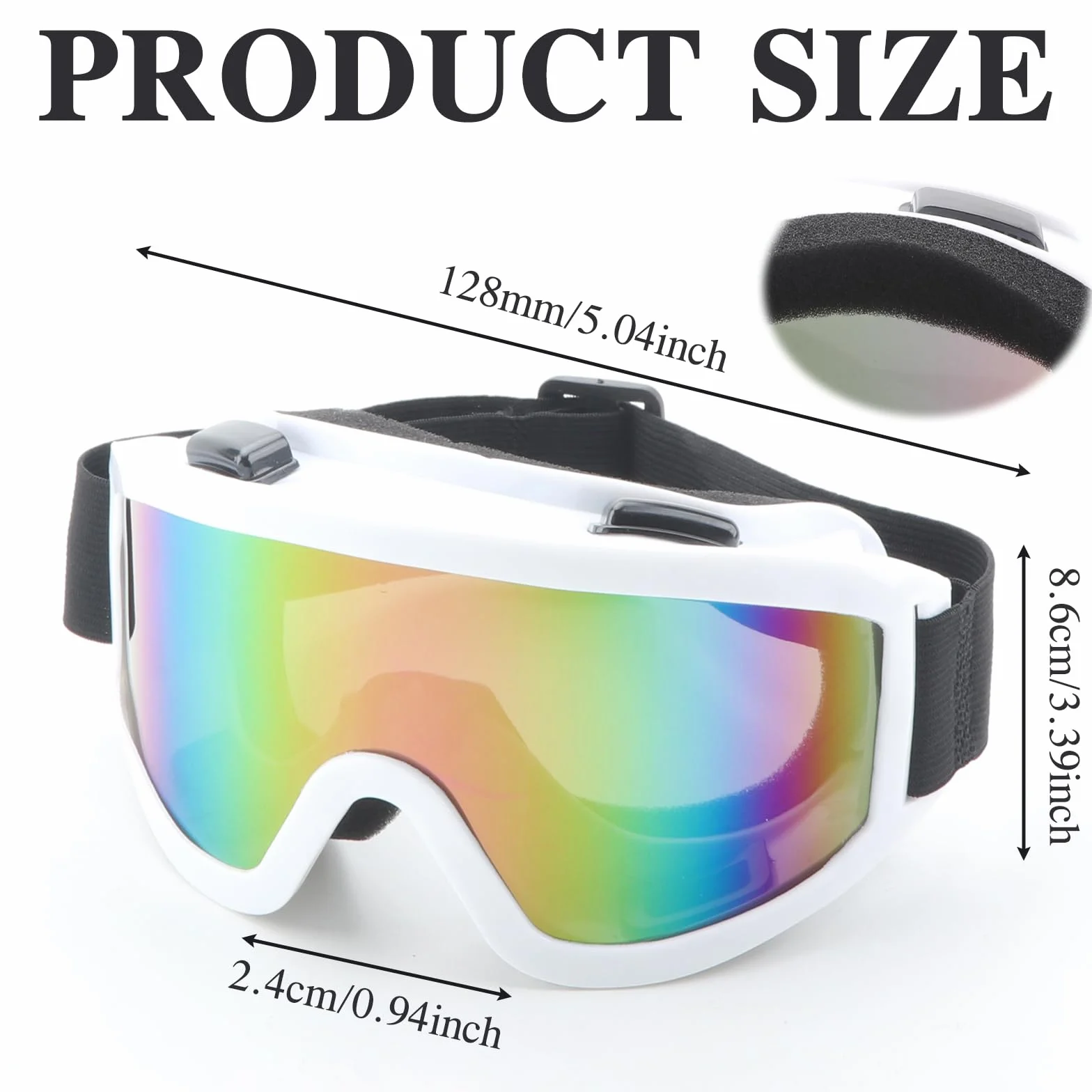 Lunettes de Ski Anti-Buée Anti-UV Réglables pour Homme Femme Snowboard Alpinisme Motoneige Randonnée Blanc