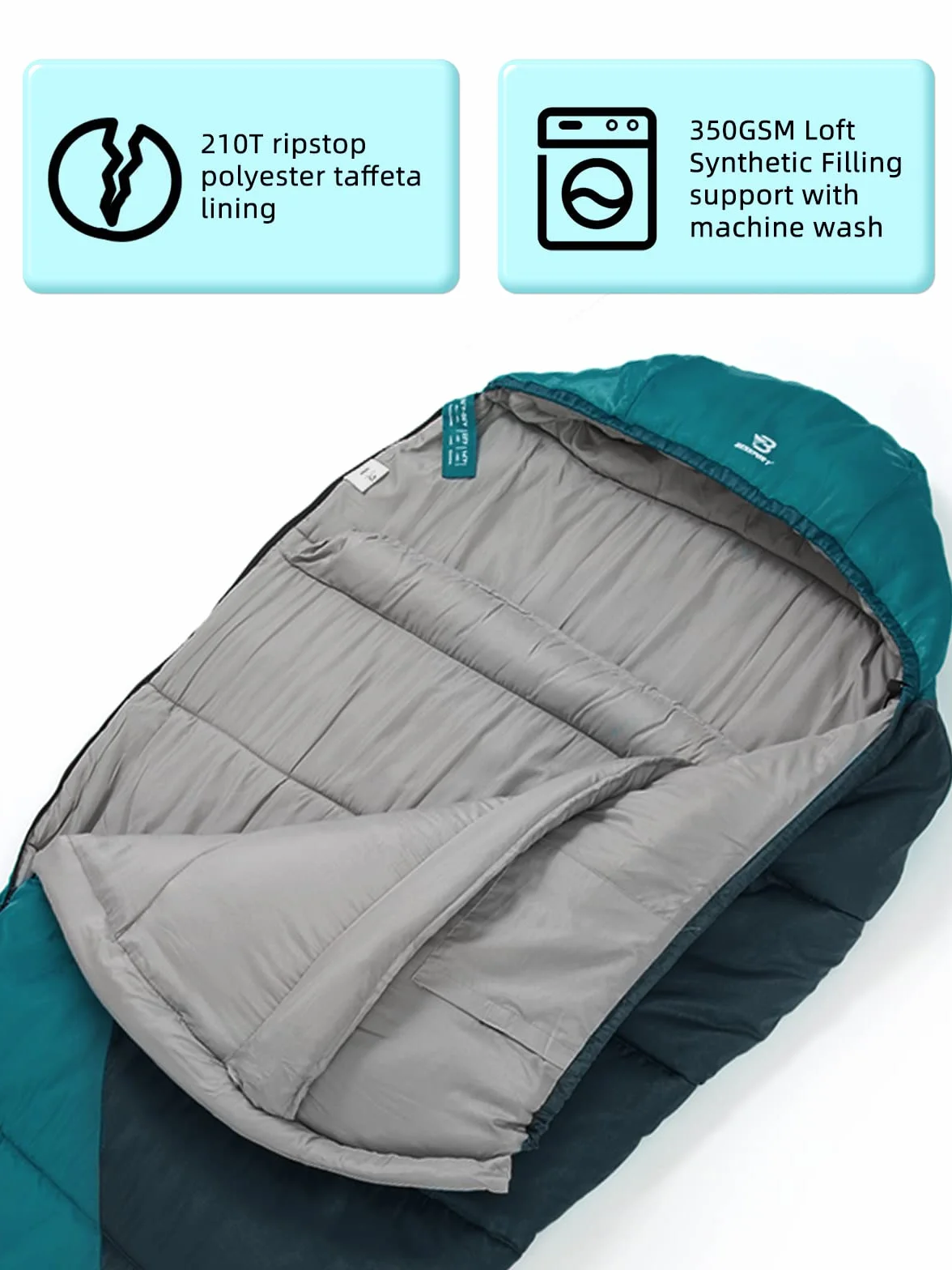 Bessport Sac de Couchage -9 - 0℃ pour de Couchage Momie pour Adultes 3-4 Saisons Compact Sac Couchage Sarcophage Grand Froid, Convient pour le camping, la randonnée, les activités de voyage en plein air