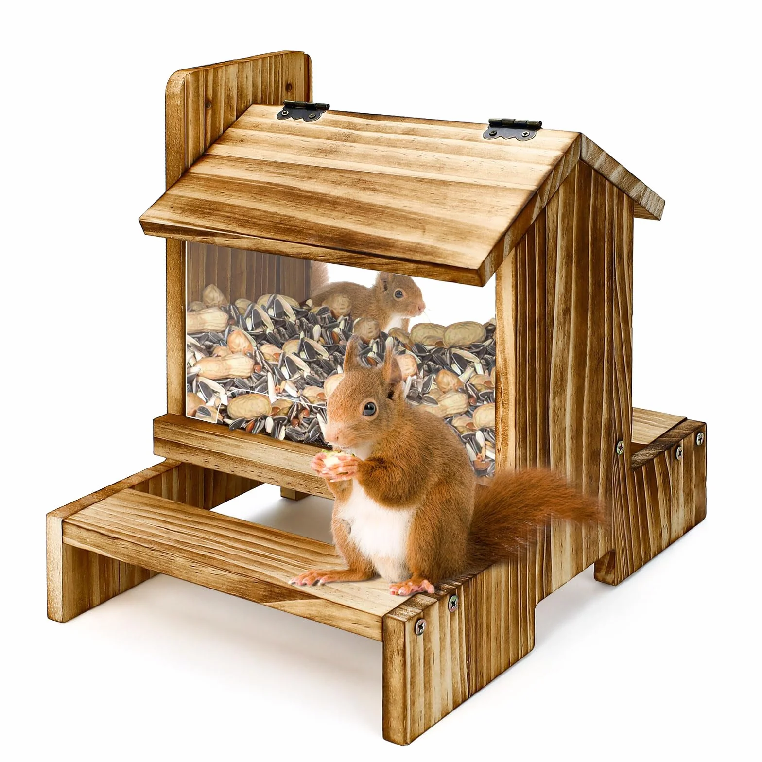 Mangeoire en bois pour écureuil extérieur - Mangeoire pour écureuils et tamias