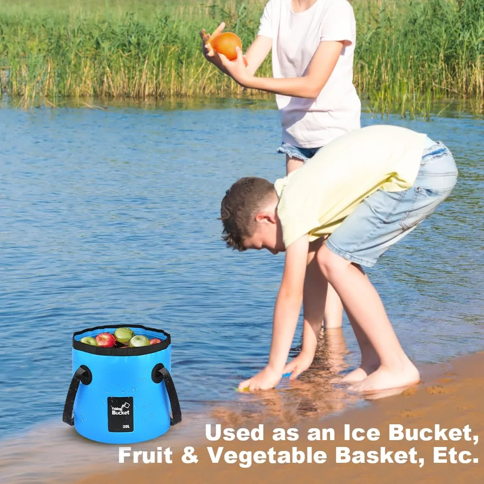 flintronic Seau Pliable, 10L / 12L / 20L Seau de Pêche Pliable Portable, Pliable Multifonctionnel, Robustes, Peu Encombrants, Conteneur d'eau pour Randonnée Pêche Nautisme Jardinage