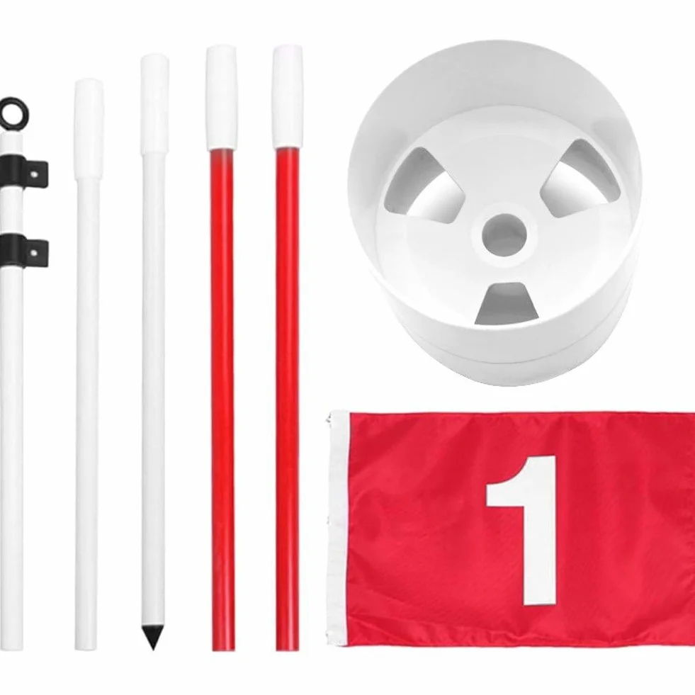 Drapeaux De Golf Drapeaux avec Tasses Pratique Putting Green Flag Golf Pole Pin Flaghole Golf Hole Cup Portable Mini Golf Flag Sticks pour Yard Golf Course